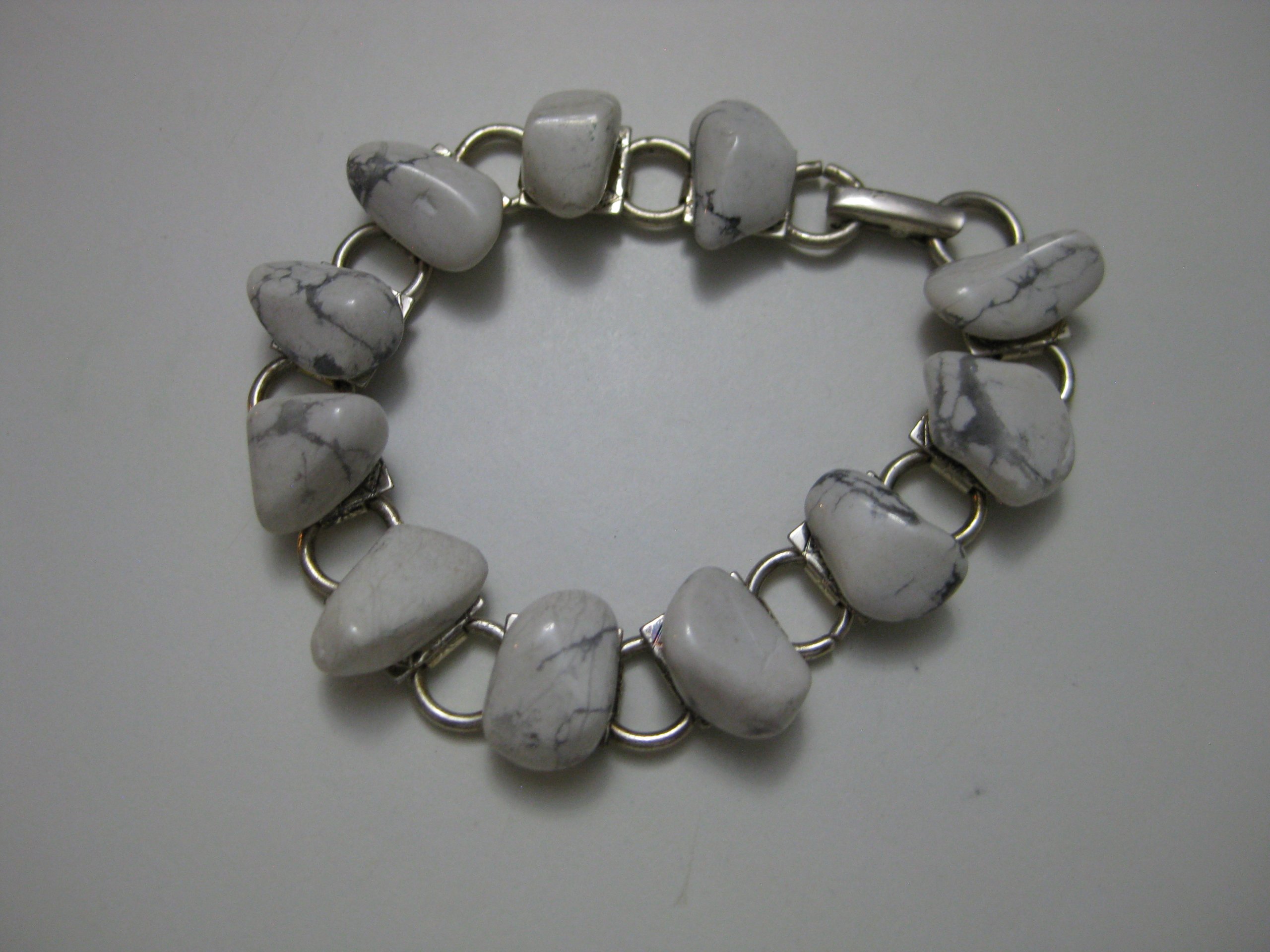 White and Grey Marble Stone Link Bracelet