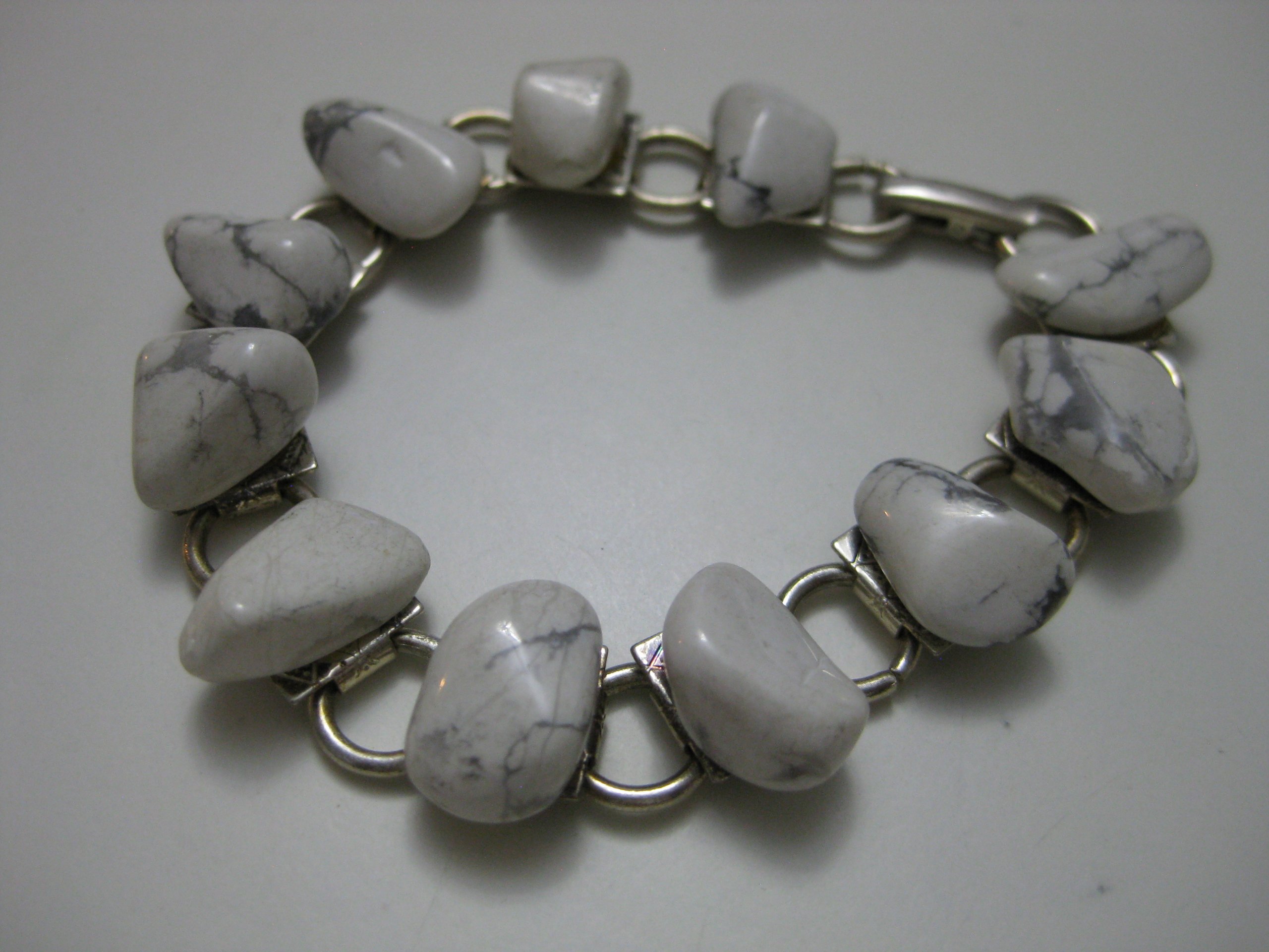 White and Grey Marble Stone Link Bracelet image 2