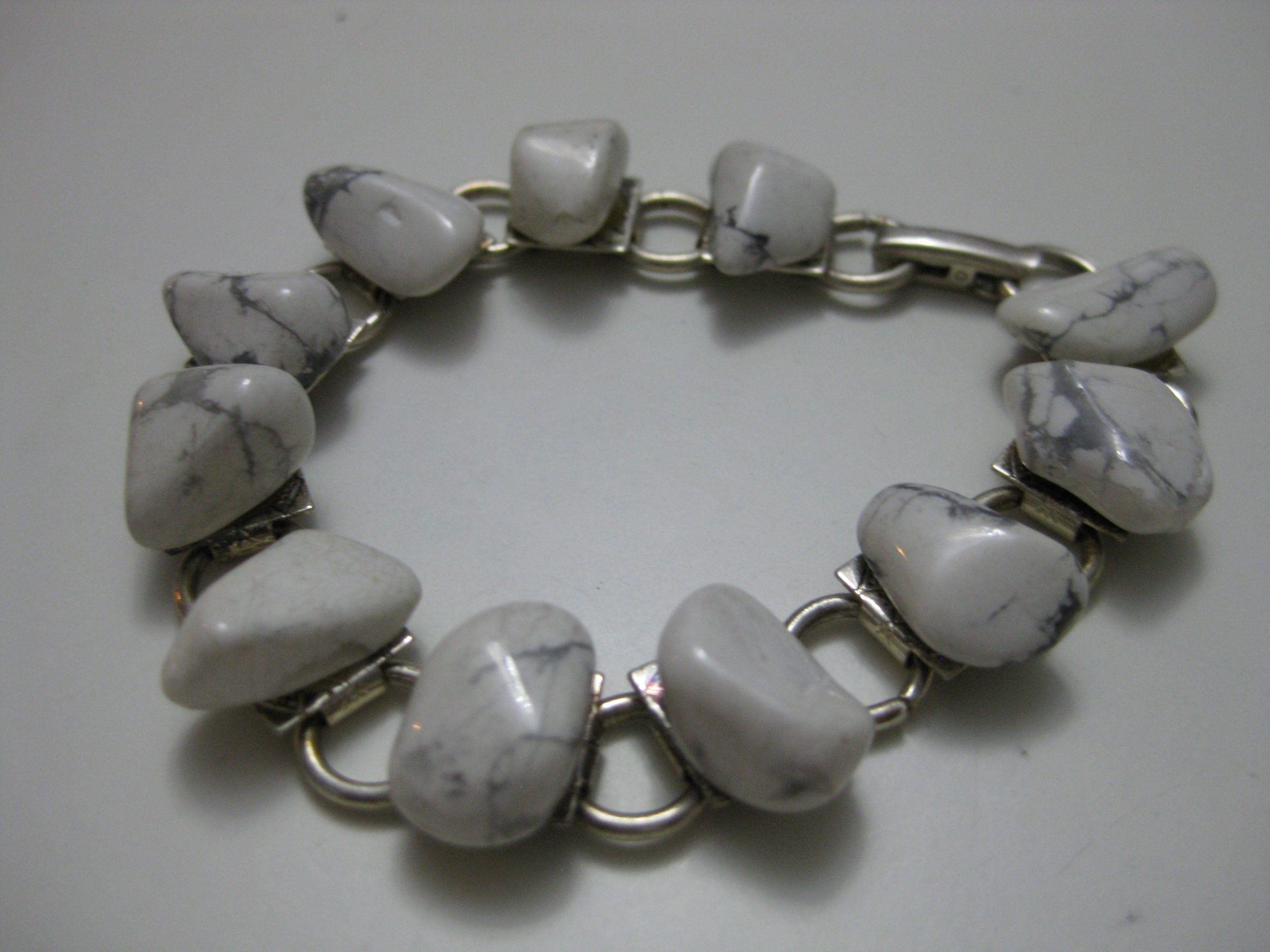 White and Grey Marble Stone Link Bracelet image 3