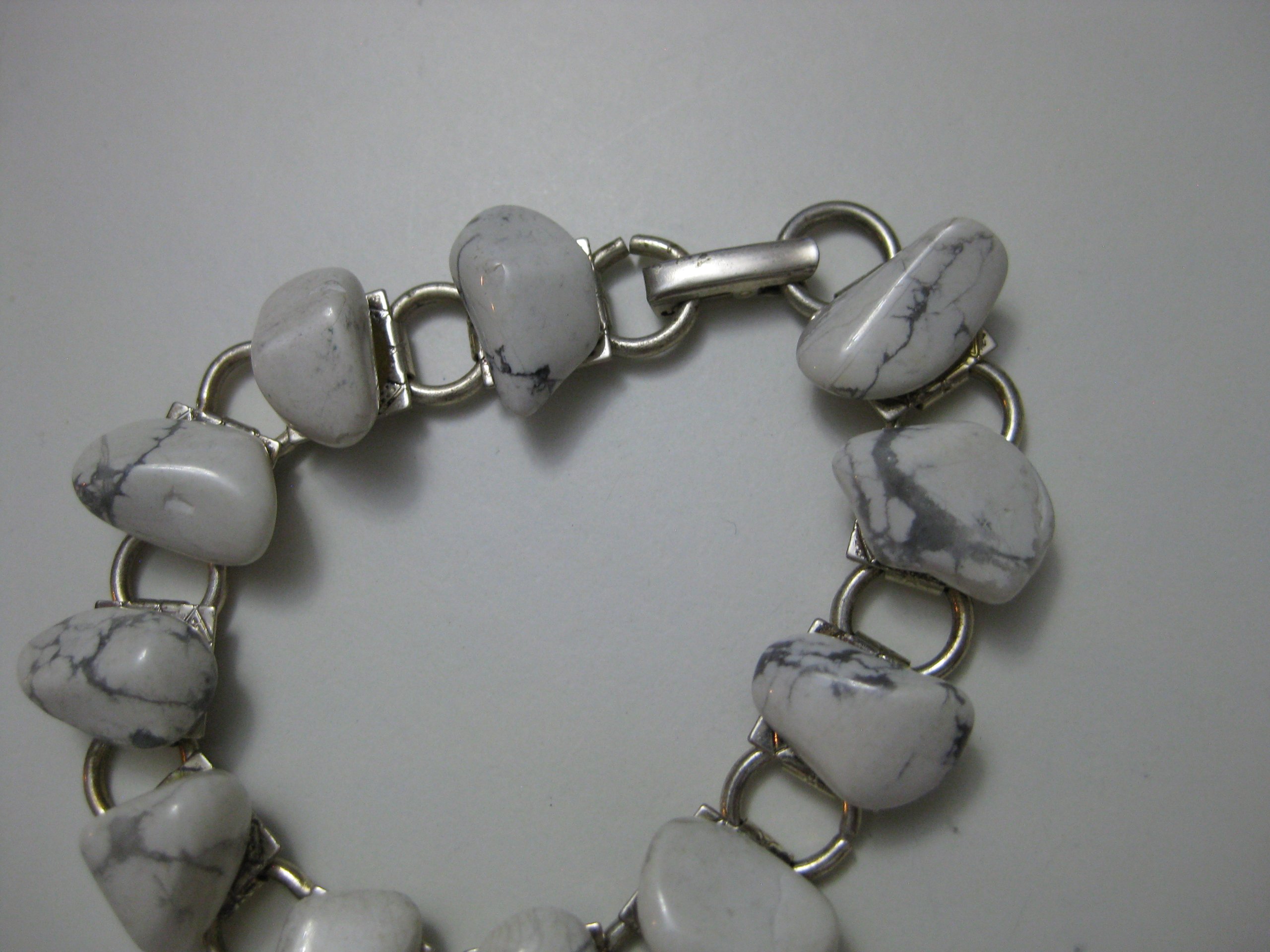 White and Grey Marble Stone Link Bracelet image 4