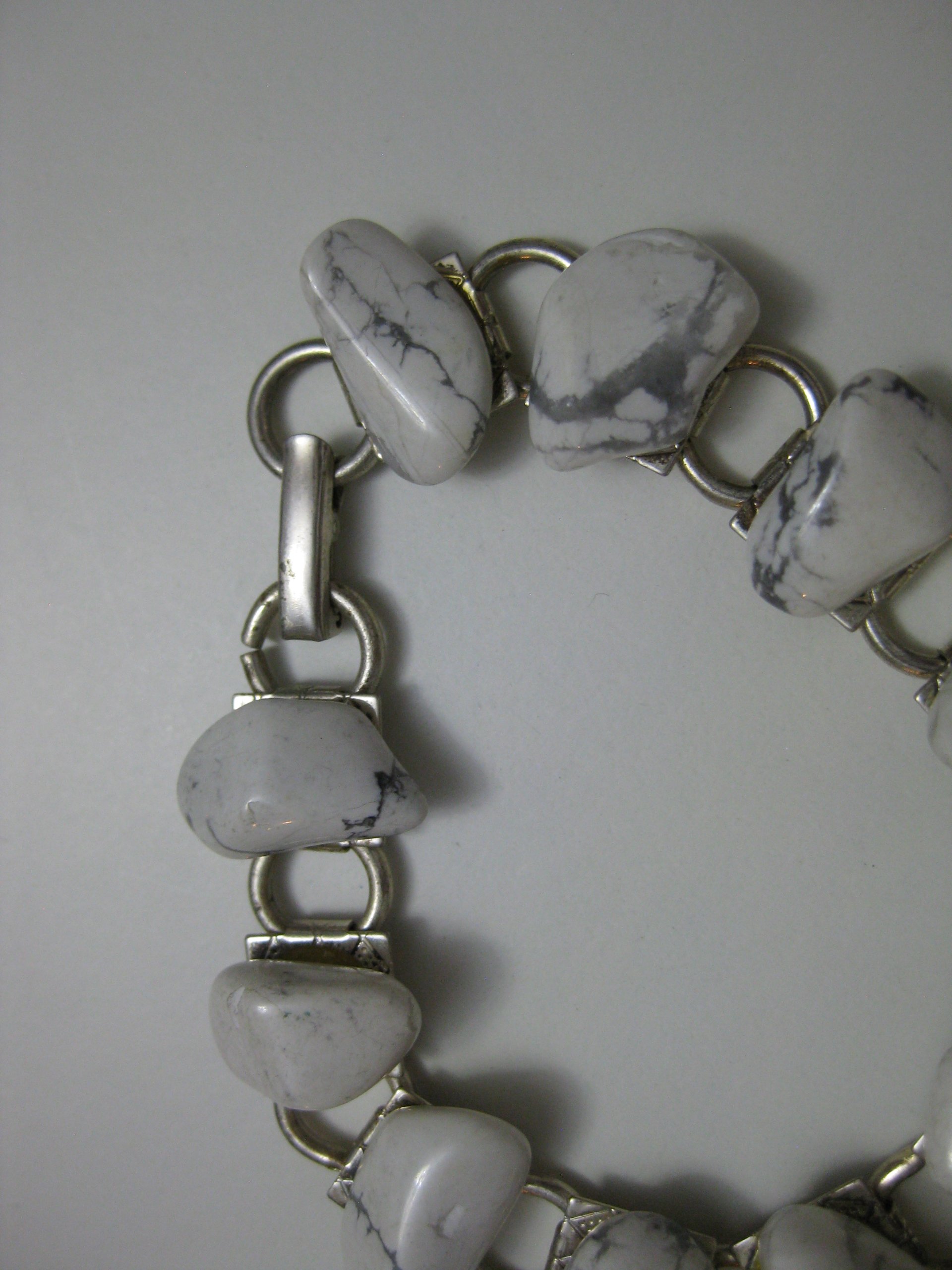 White and Grey Marble Stone Link Bracelet image 5