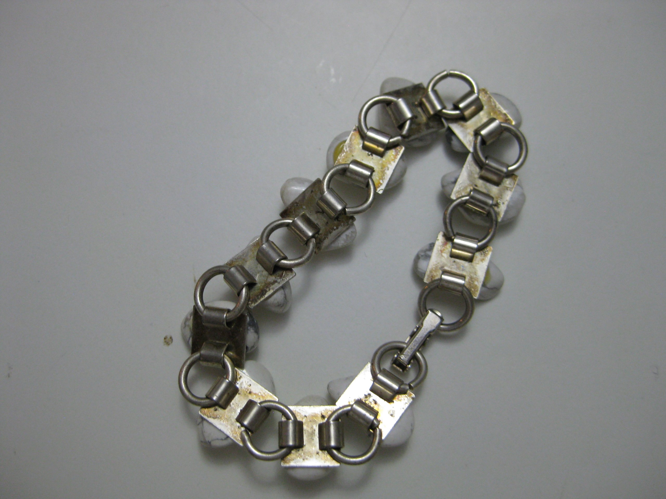 White and Grey Marble Stone Link Bracelet image 7