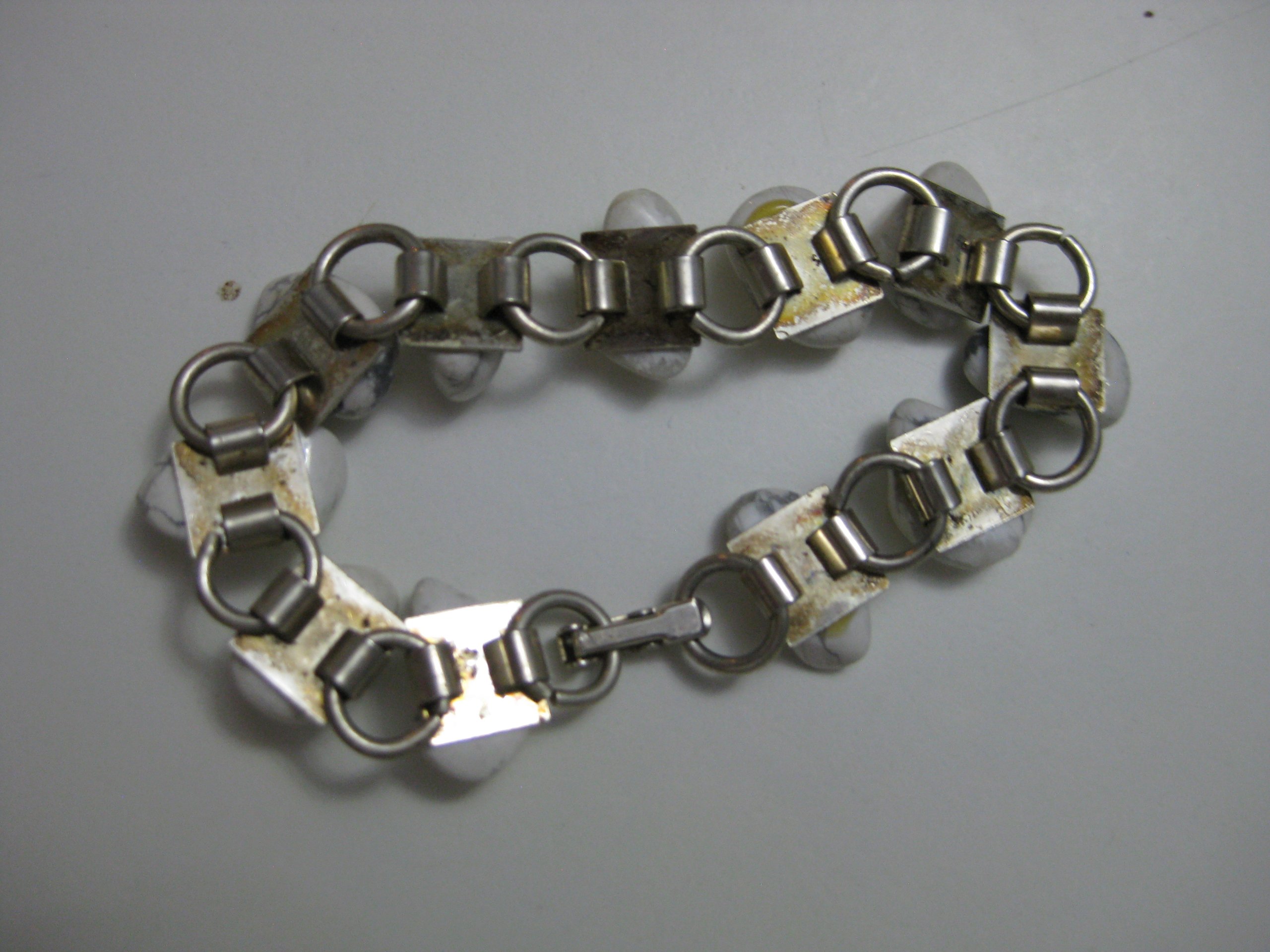 White and Grey Marble Stone Link Bracelet image 8