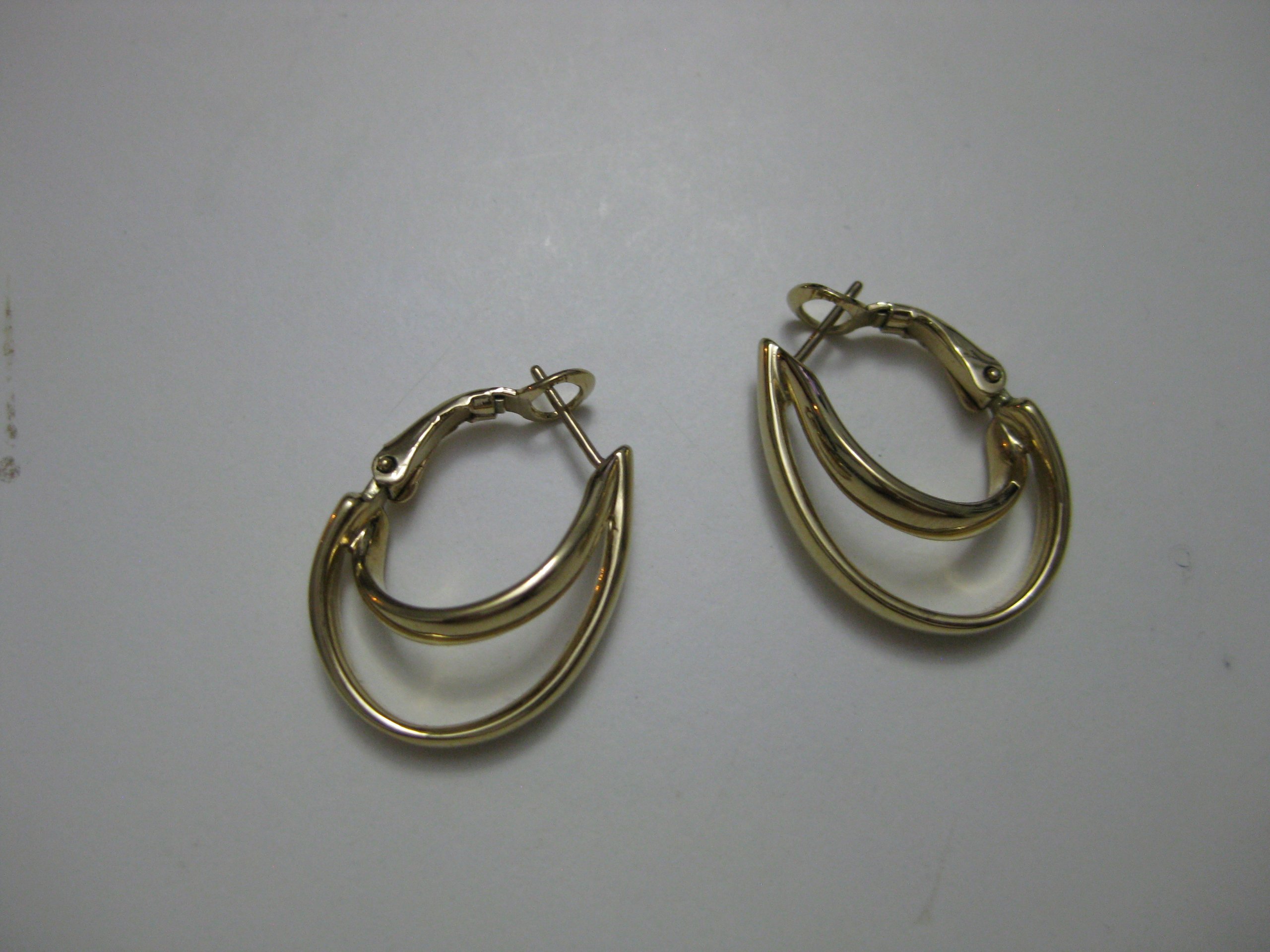 Gold Tone Double Hoop Clip On Earrings 4.5 cm