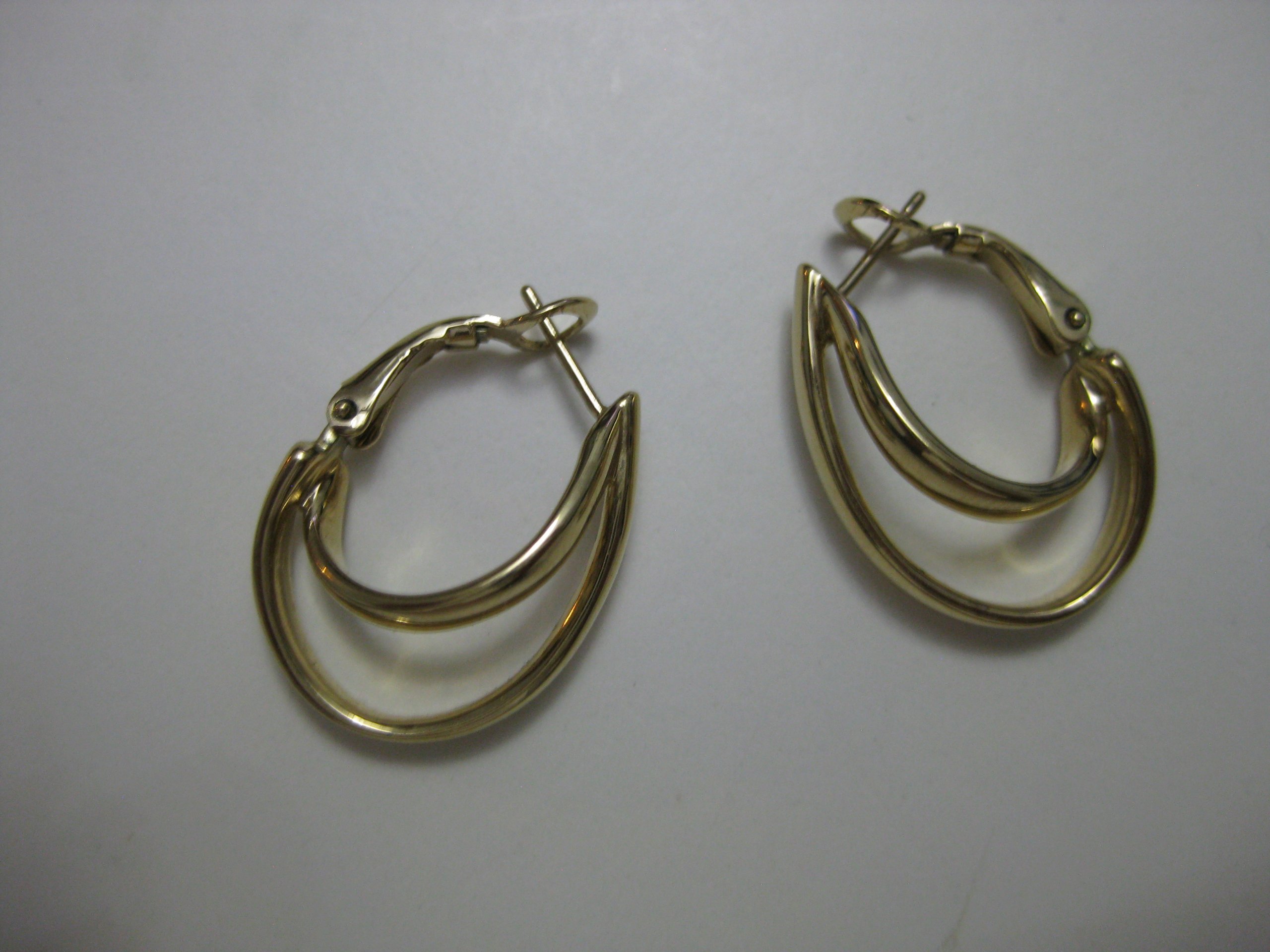 Gold Tone Double Hoop Clip On Earrings 4.5 cm image 2
