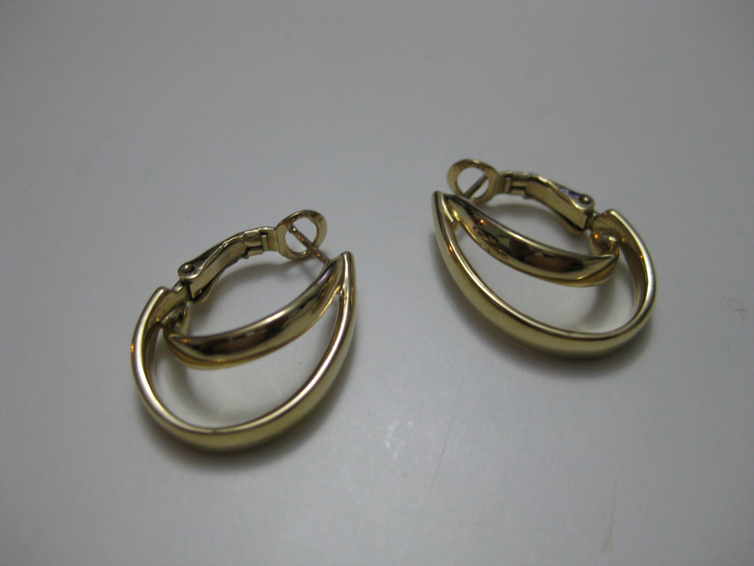 Gold Tone Double Hoop Clip On Earrings 4.5 cm image 3