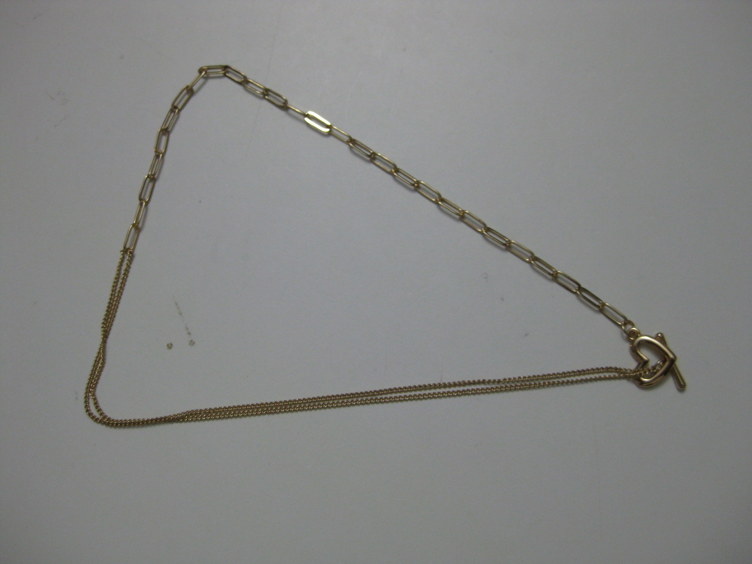 Gold Tone Heart Toggle Clasp Necklace