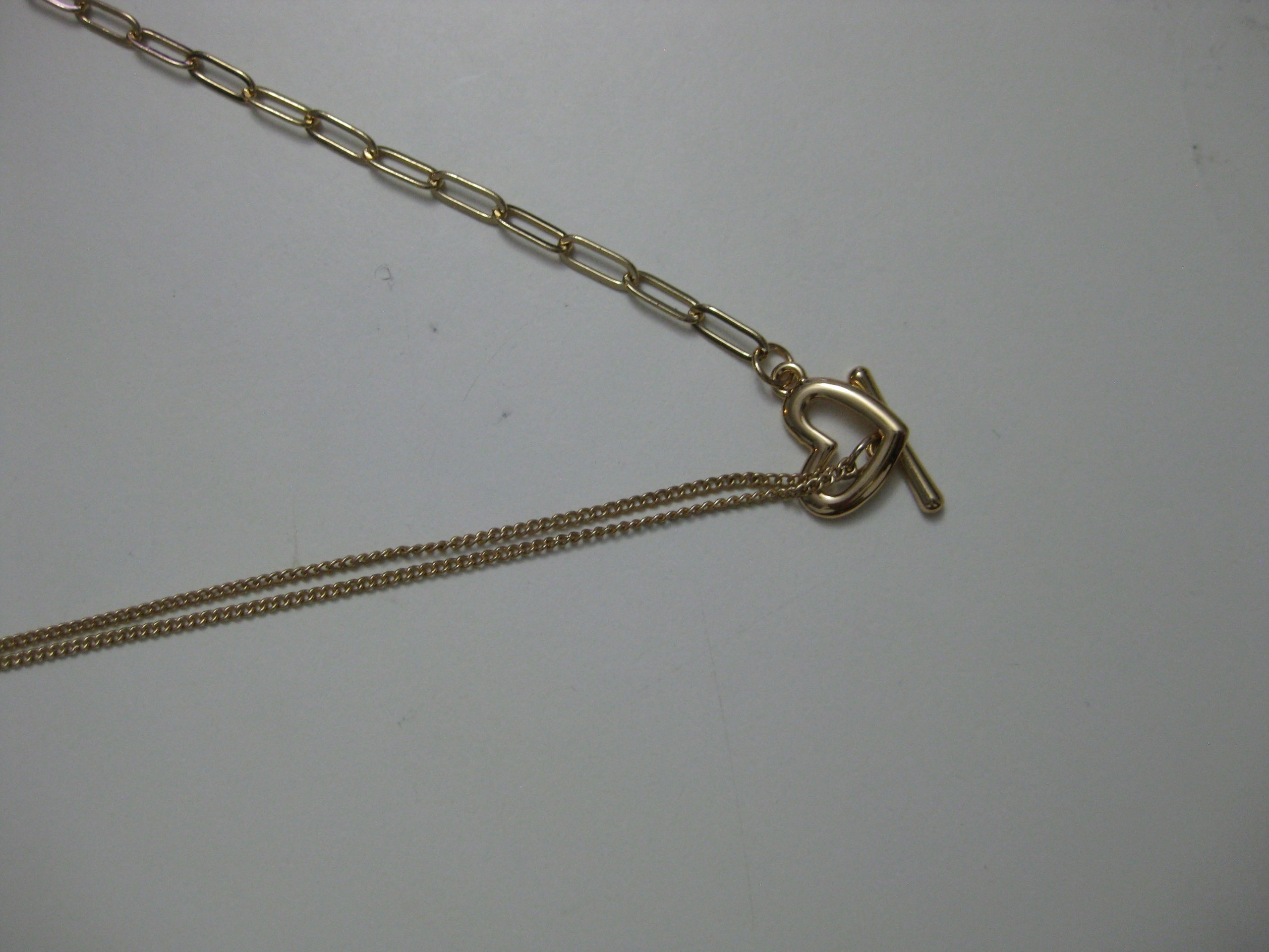 Gold Tone Heart Toggle Clasp Necklace image 2