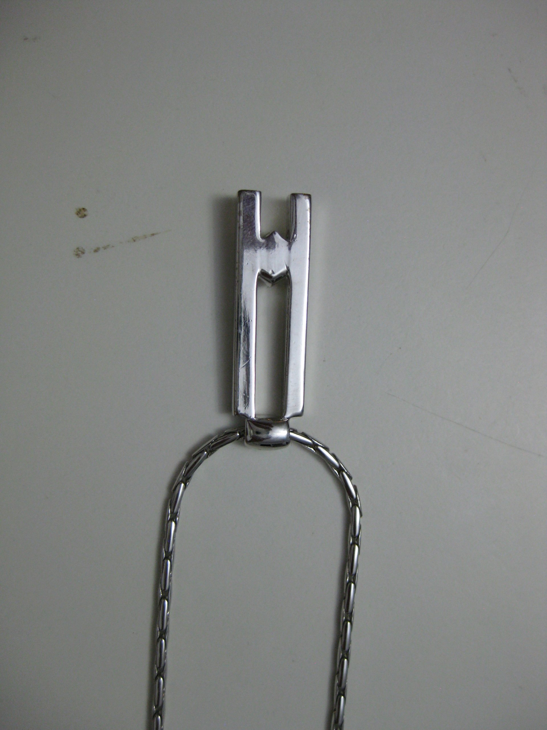 Silver Tone Necklace with Geometric Pendant Clear Stone Unisex image 8