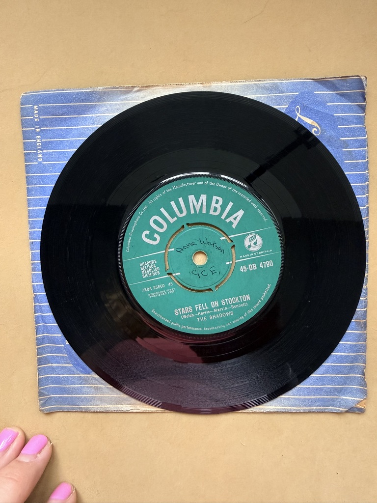 Columbia The Shadows Vinyl Record Single 7" 45RPM Wonderful Land Stars Fell On Stockton image 2