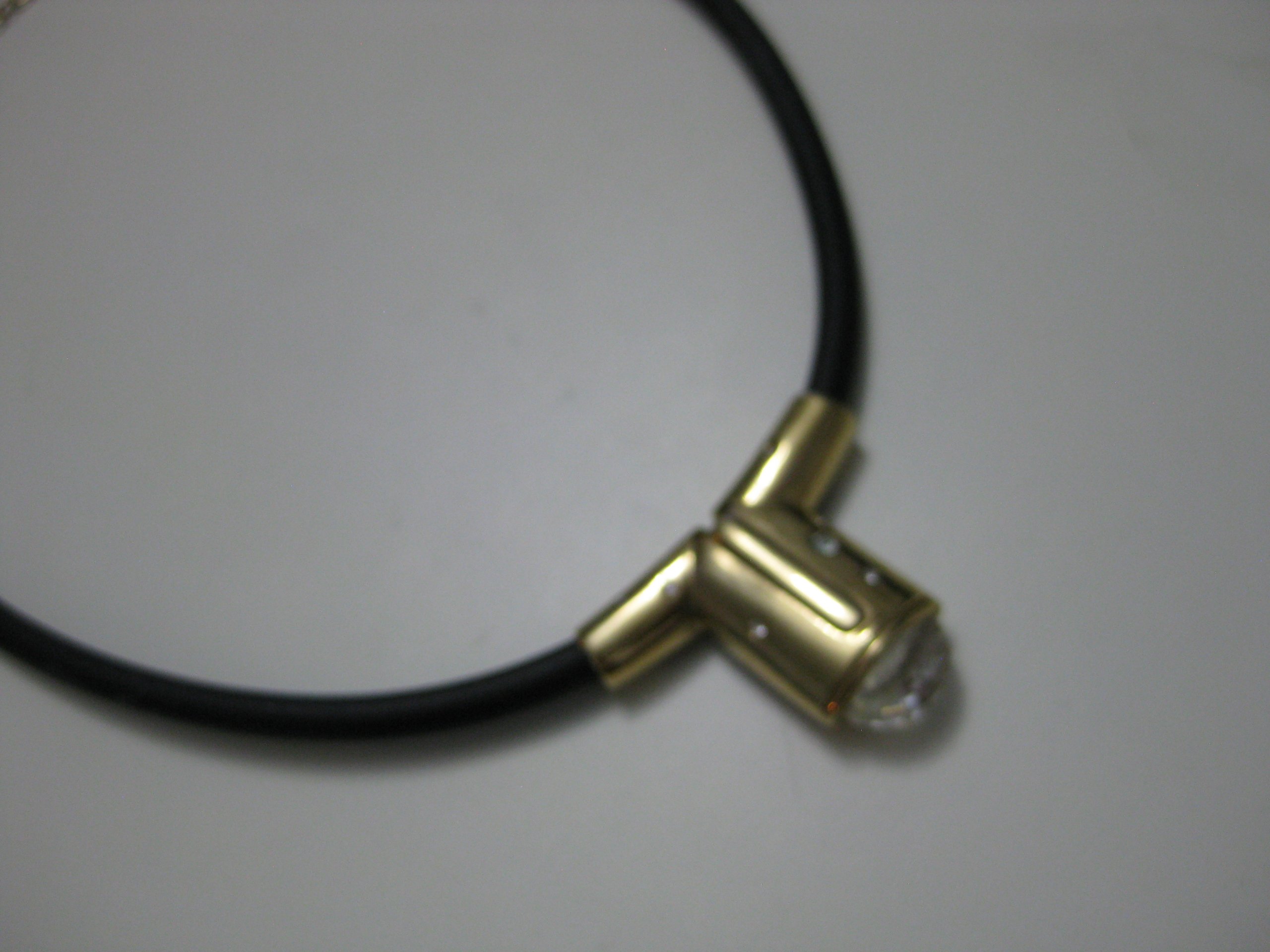 Unbranded Black Rubber & Gold-Tone Crystal Accent Necklace One Size