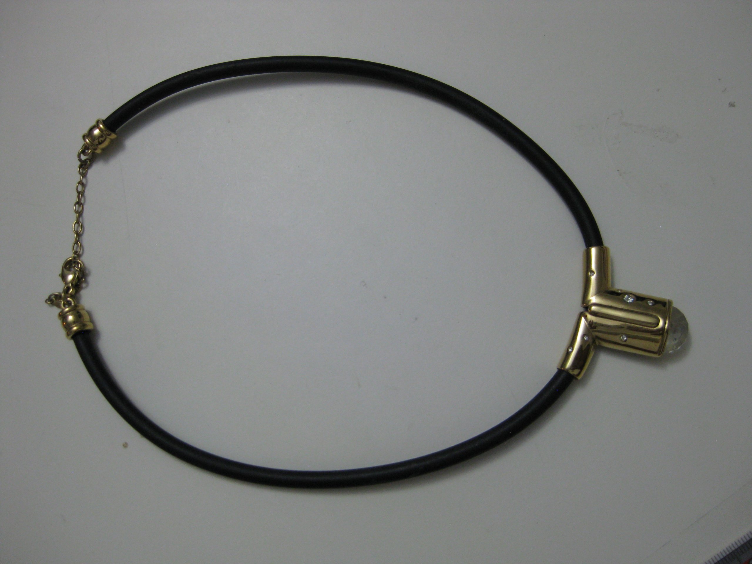 Unbranded Black Rubber & Gold-Tone Crystal Accent Necklace One Size image 2