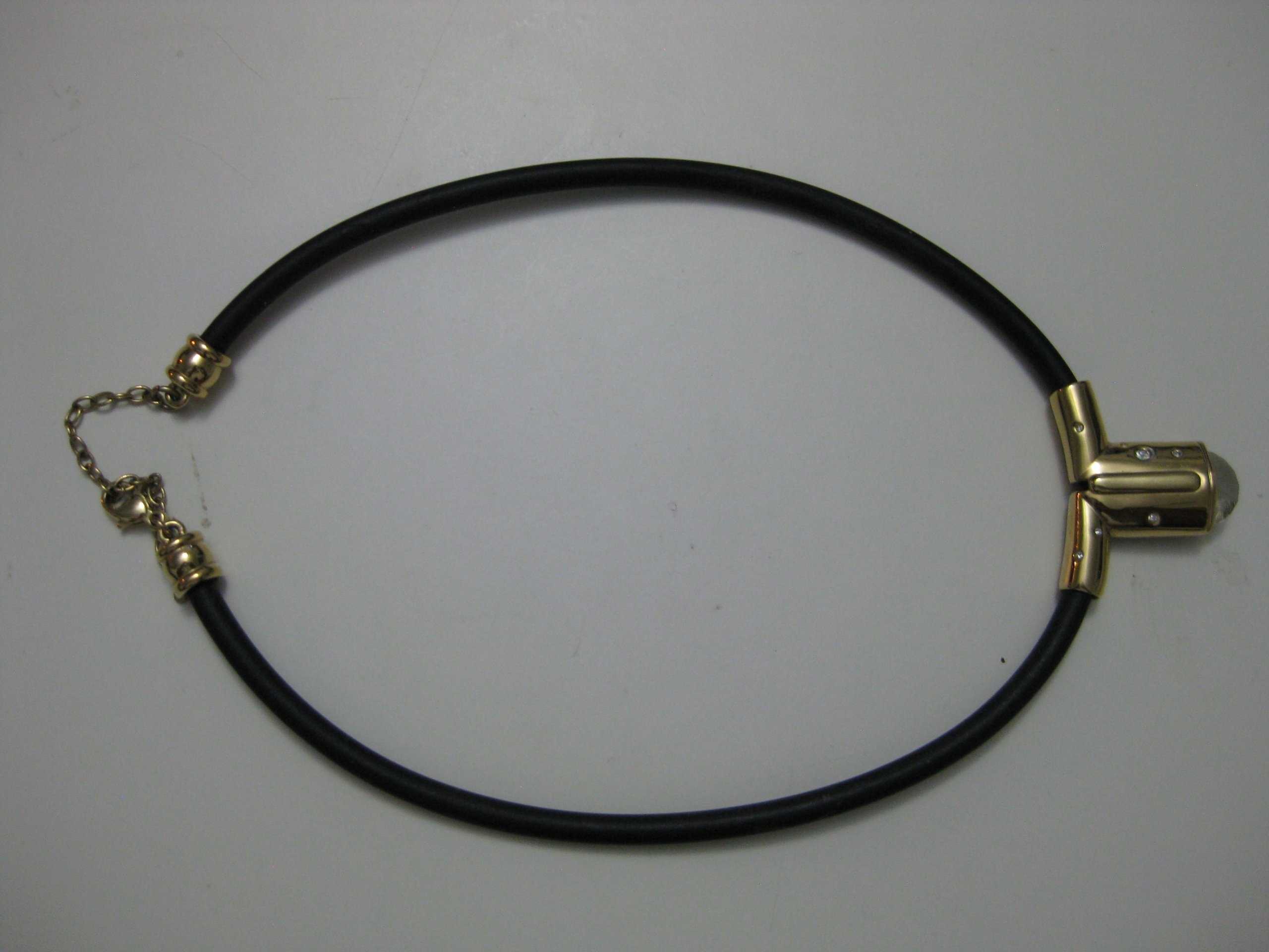 Unbranded Black Rubber & Gold-Tone Crystal Accent Necklace One Size image 7