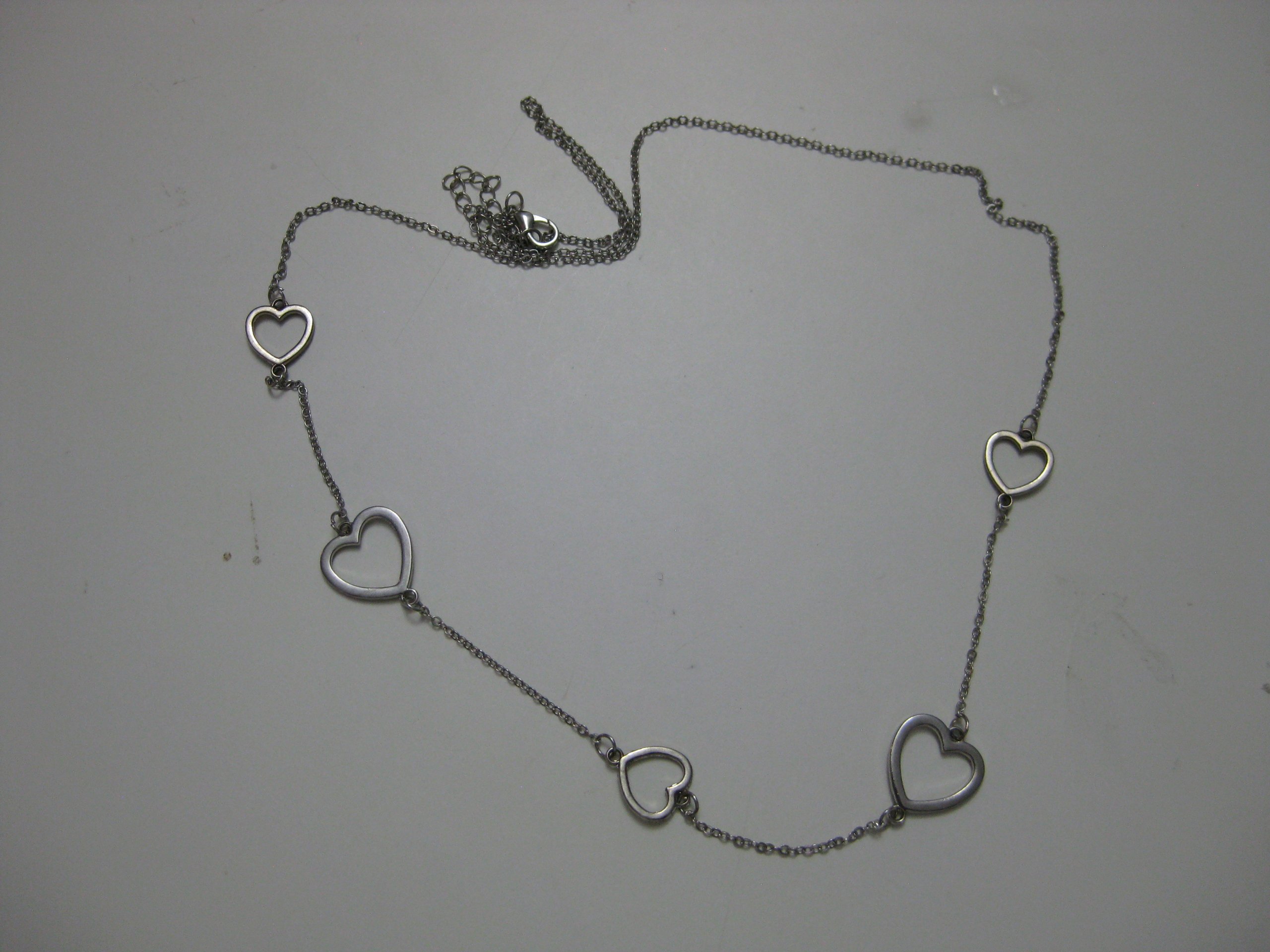 Silver Tone Heart Link Necklace Women image 2