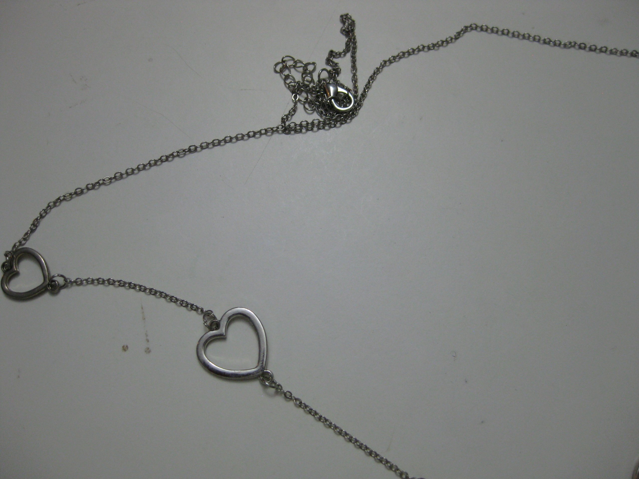 Silver Tone Heart Link Necklace Women image 3