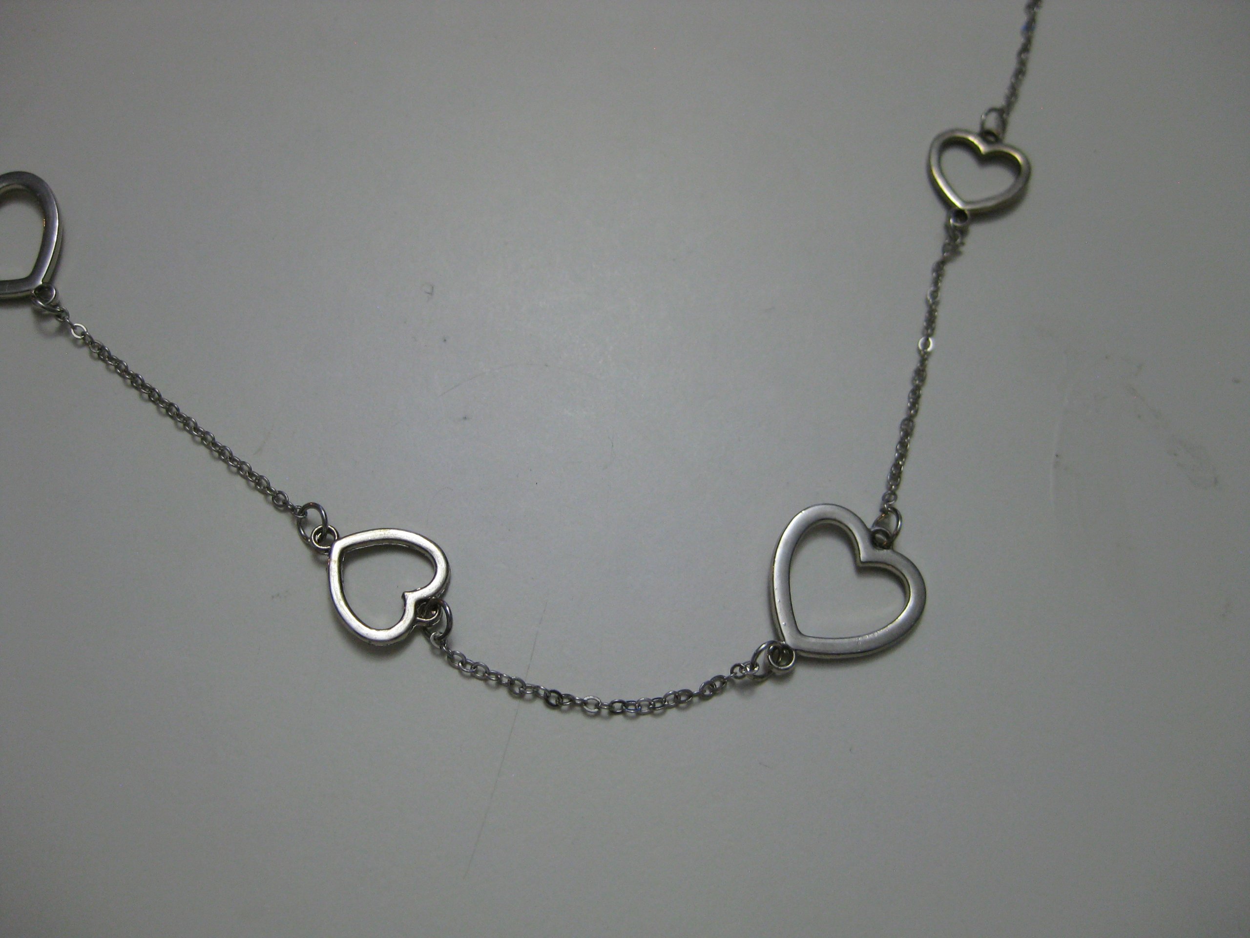 Silver Tone Heart Link Necklace Women image 4