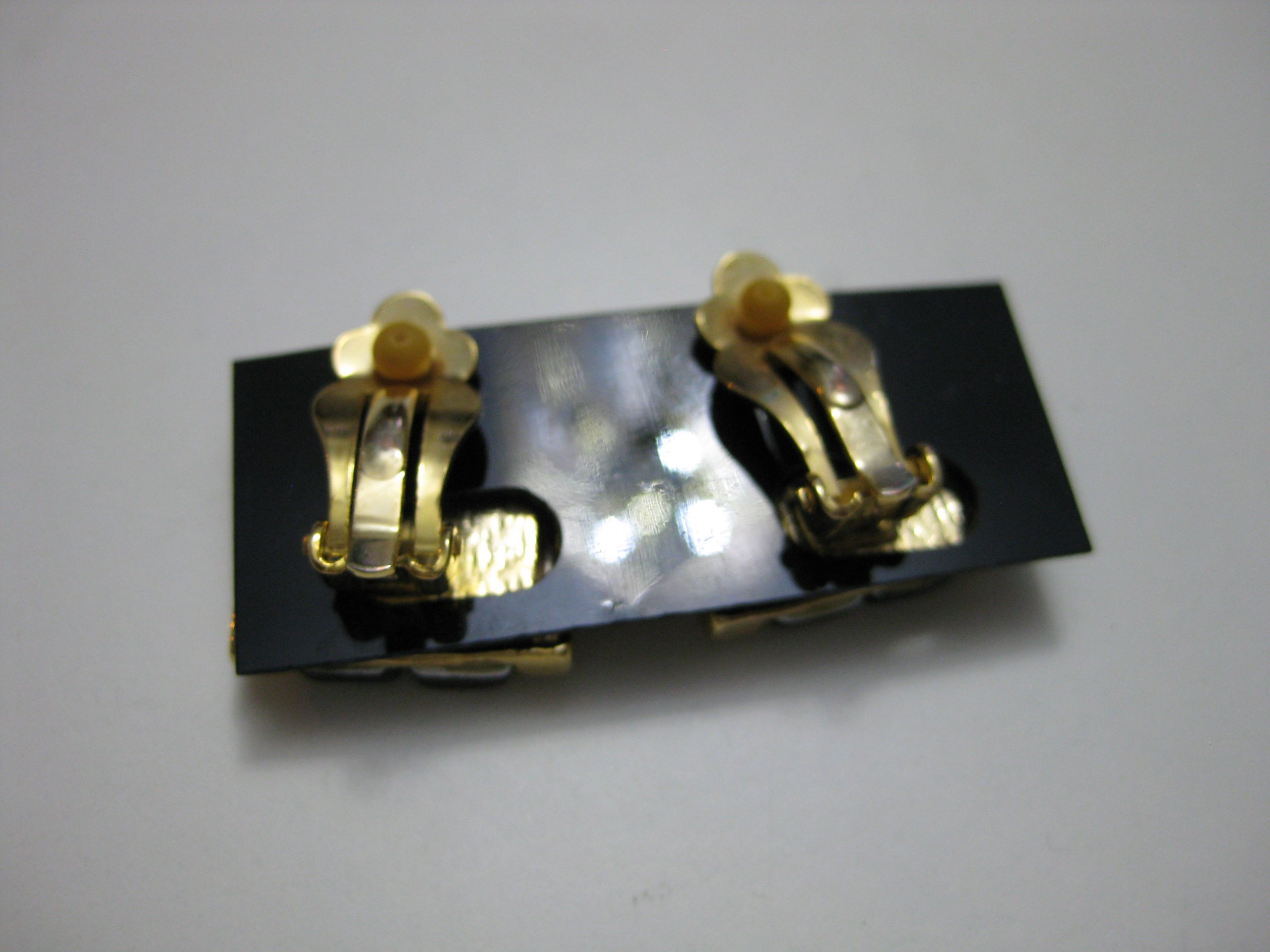 Clip On Earrings Black & Yellow Geometric Fashion image 9