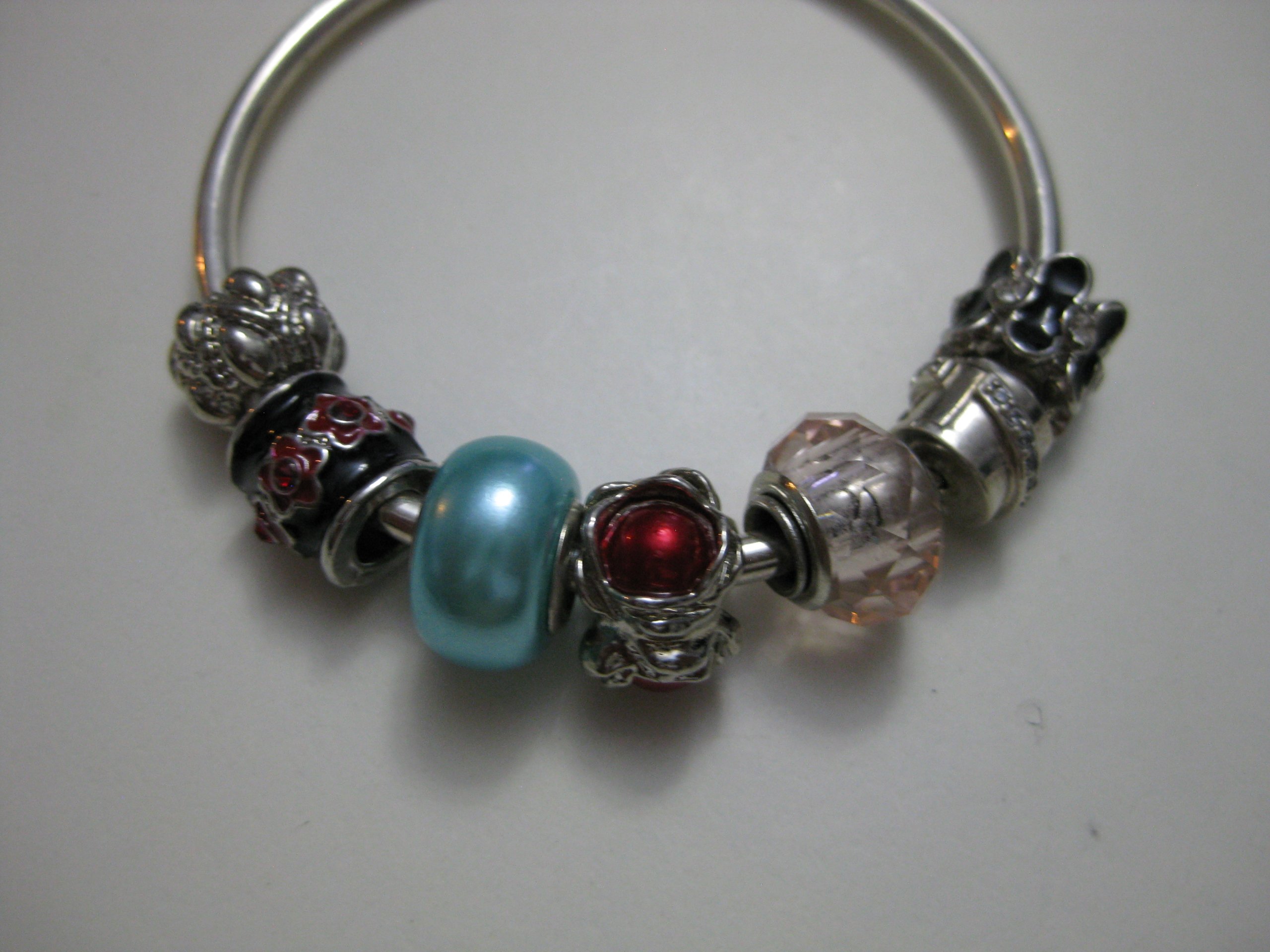 Silver Charm Bracelet with Red & Blue Accents image 3