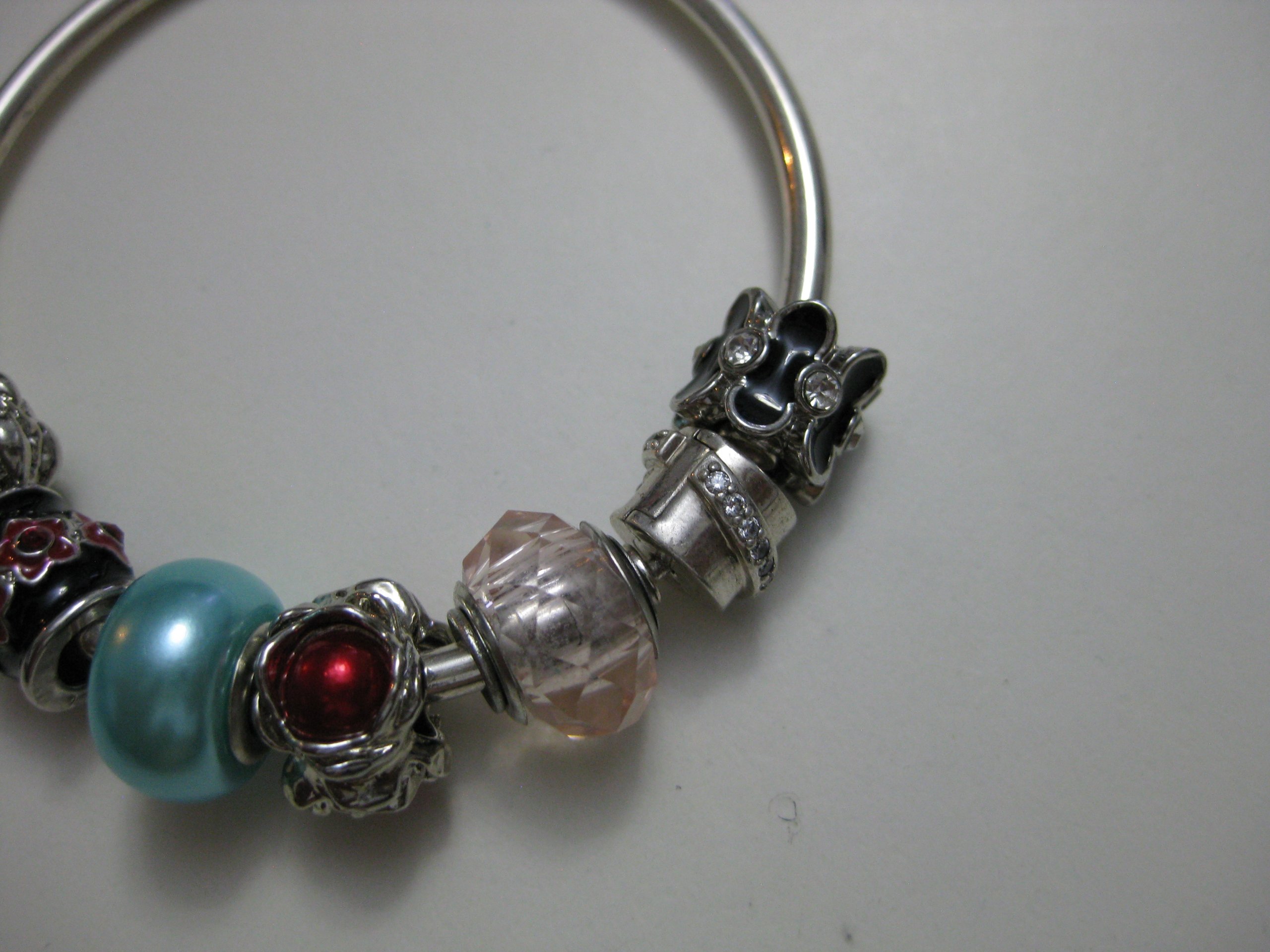 Silver Charm Bracelet with Red & Blue Accents image 4