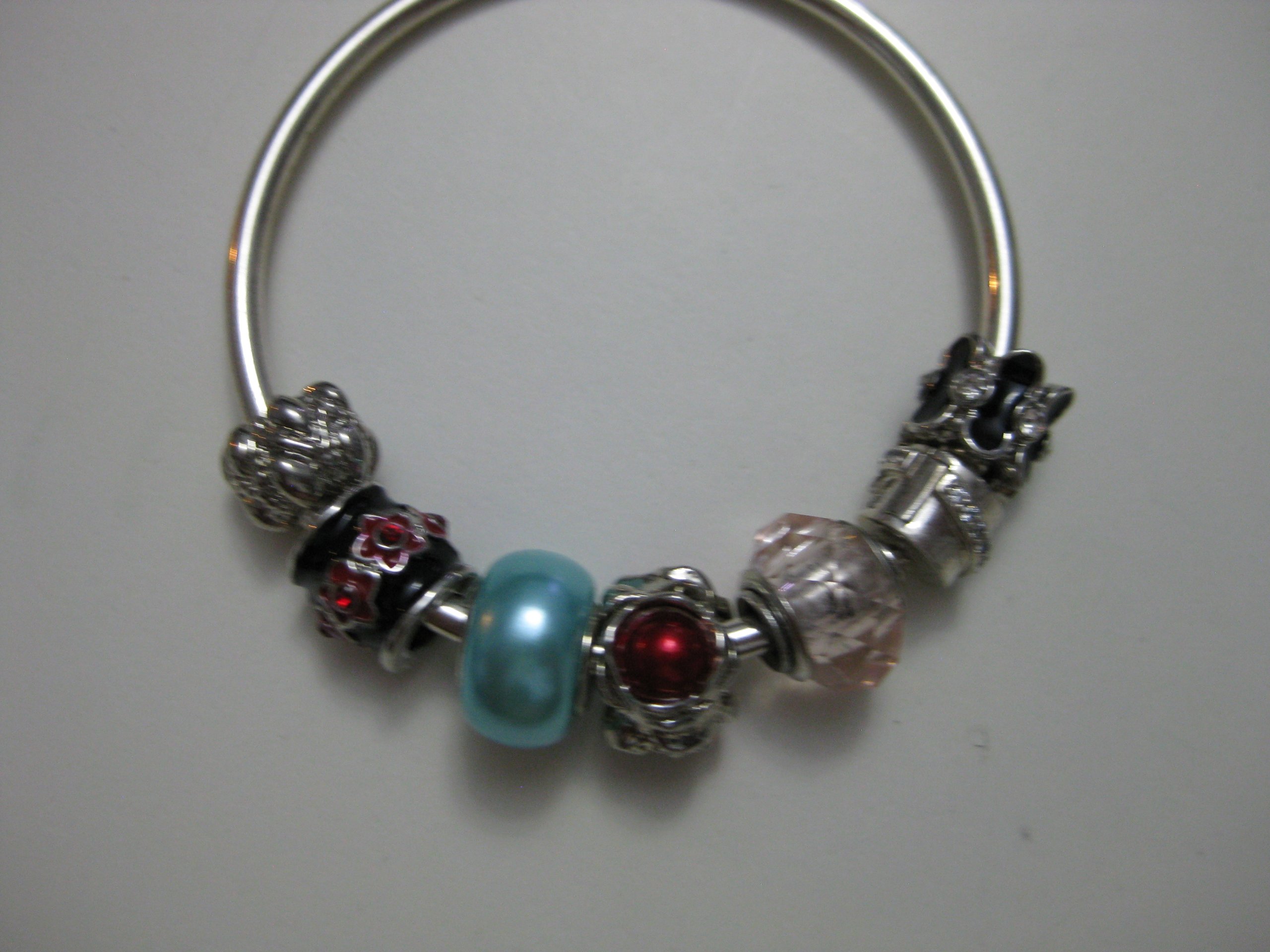 Silver Charm Bracelet with Red & Blue Accents image 5
