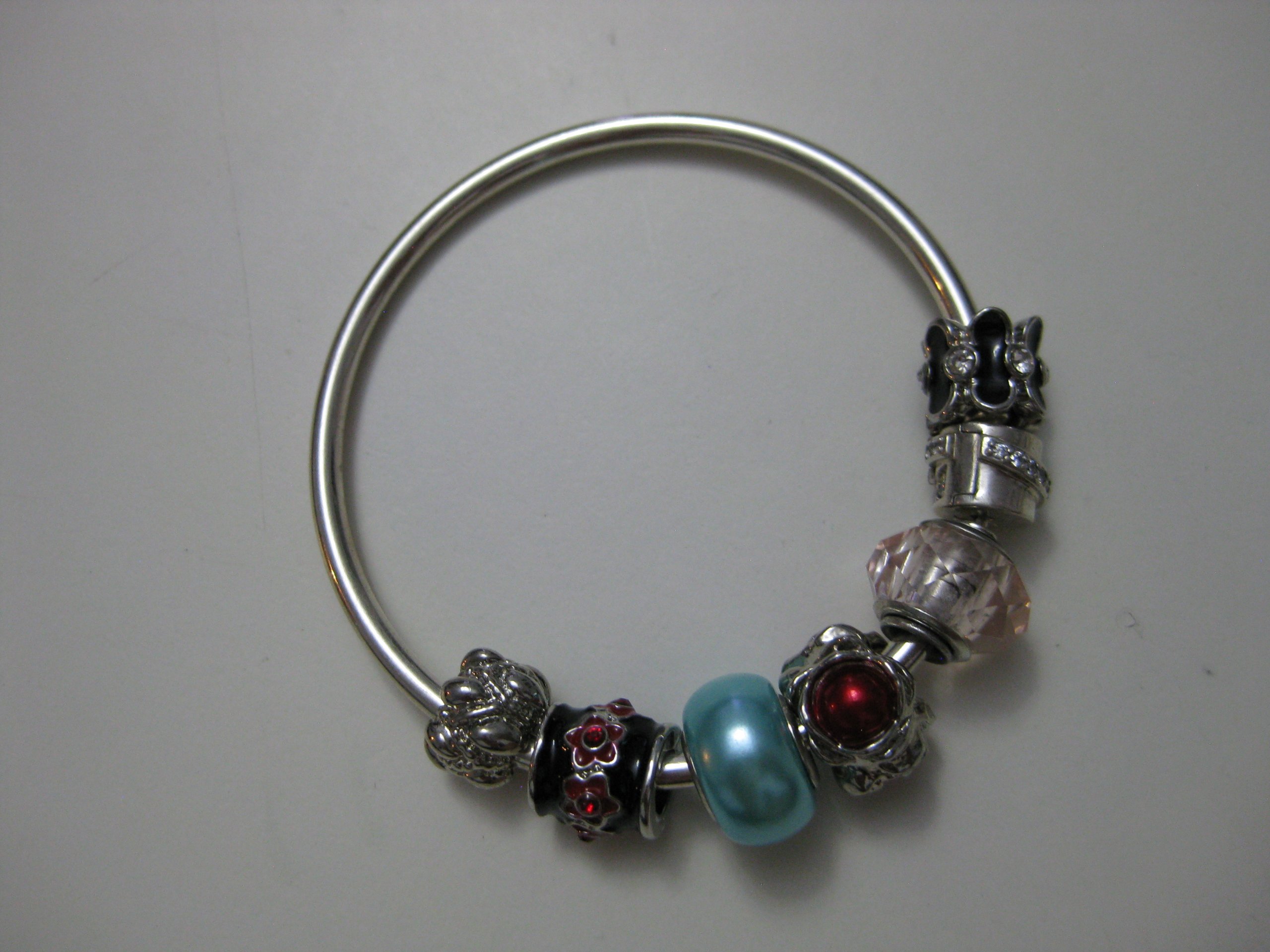 Silver Charm Bracelet with Red & Blue Accents image 7