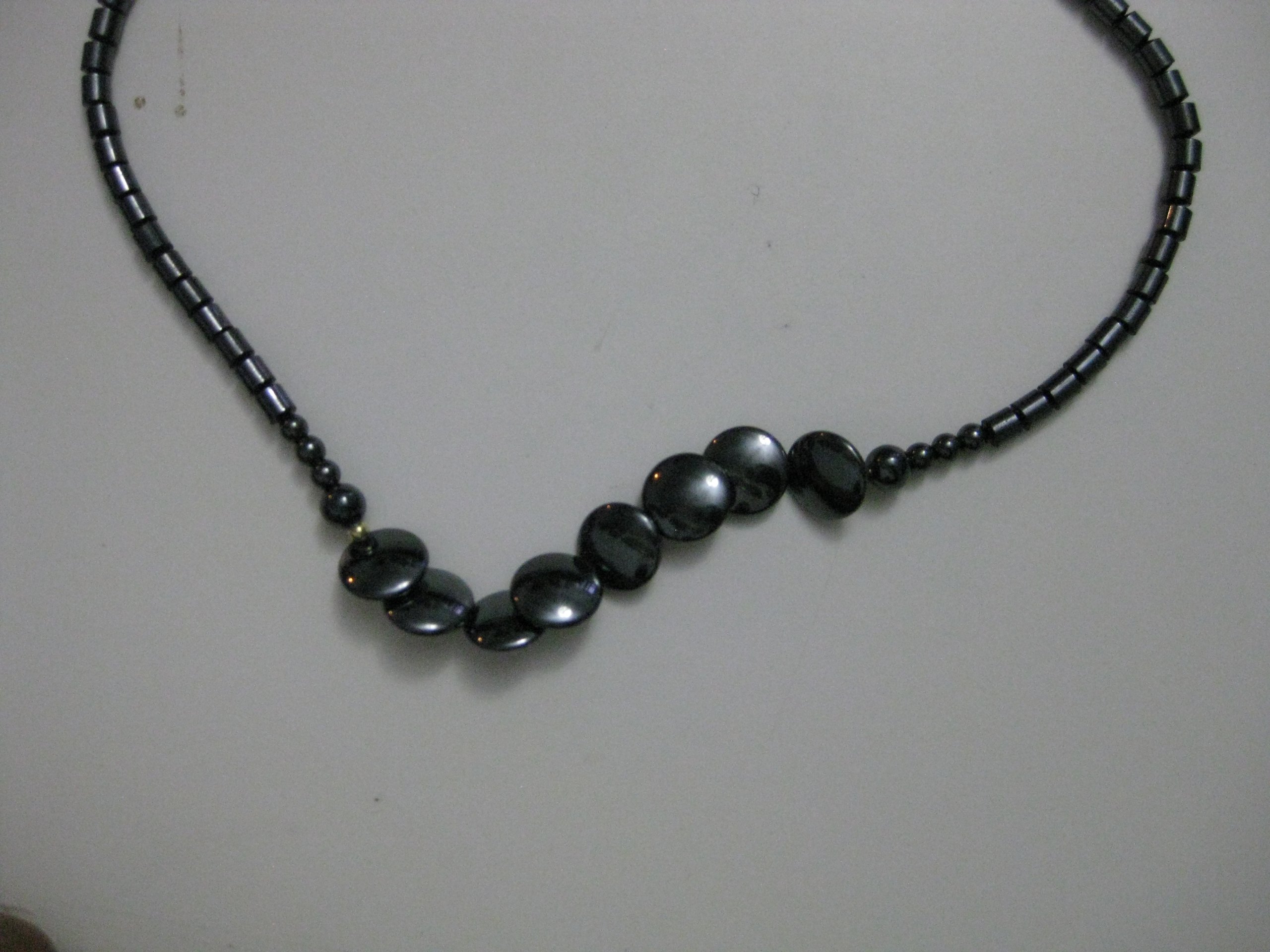 Black Hematite Beaded Necklace with Silver Clasp image 3