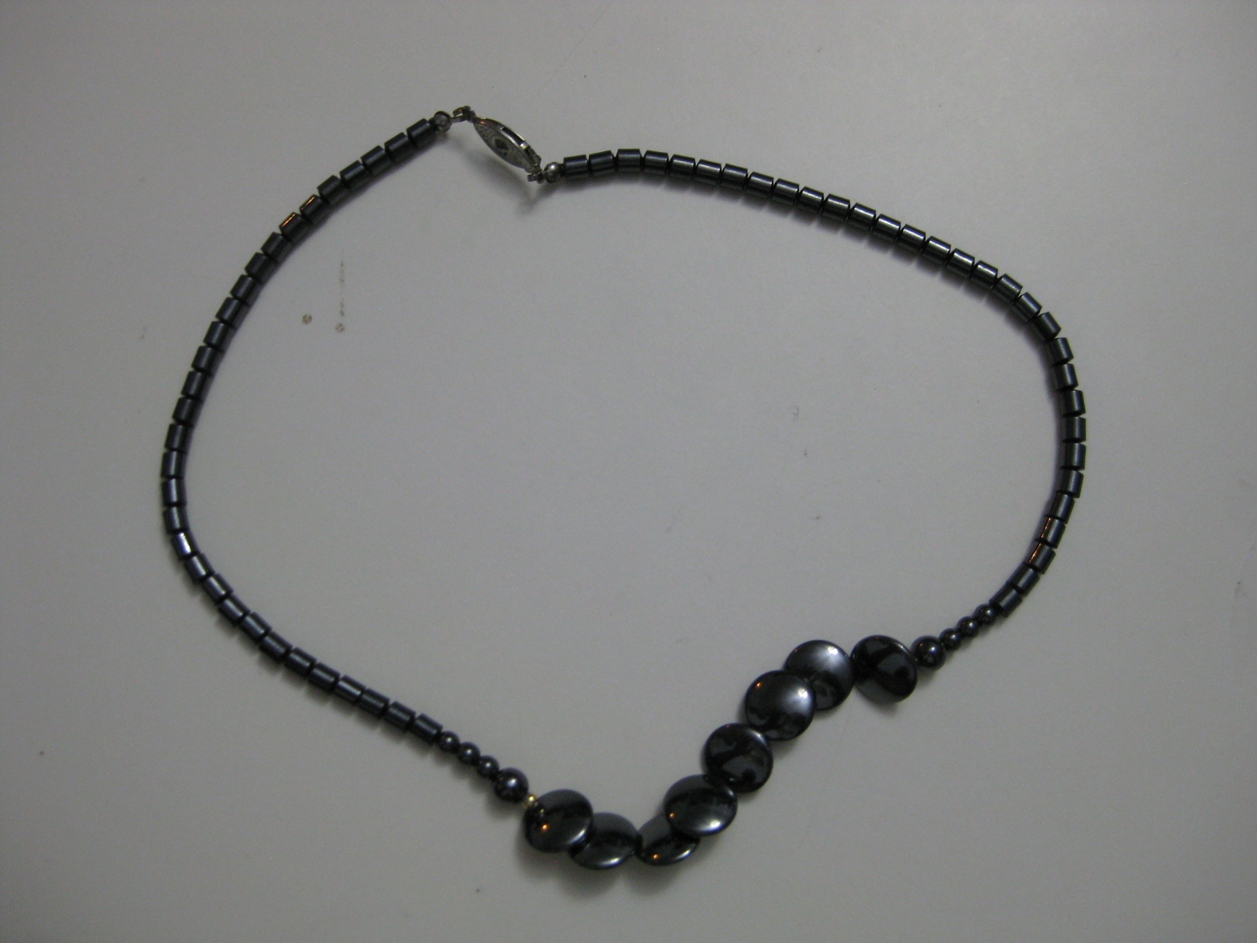 Black Hematite Beaded Necklace with Silver Clasp image 9