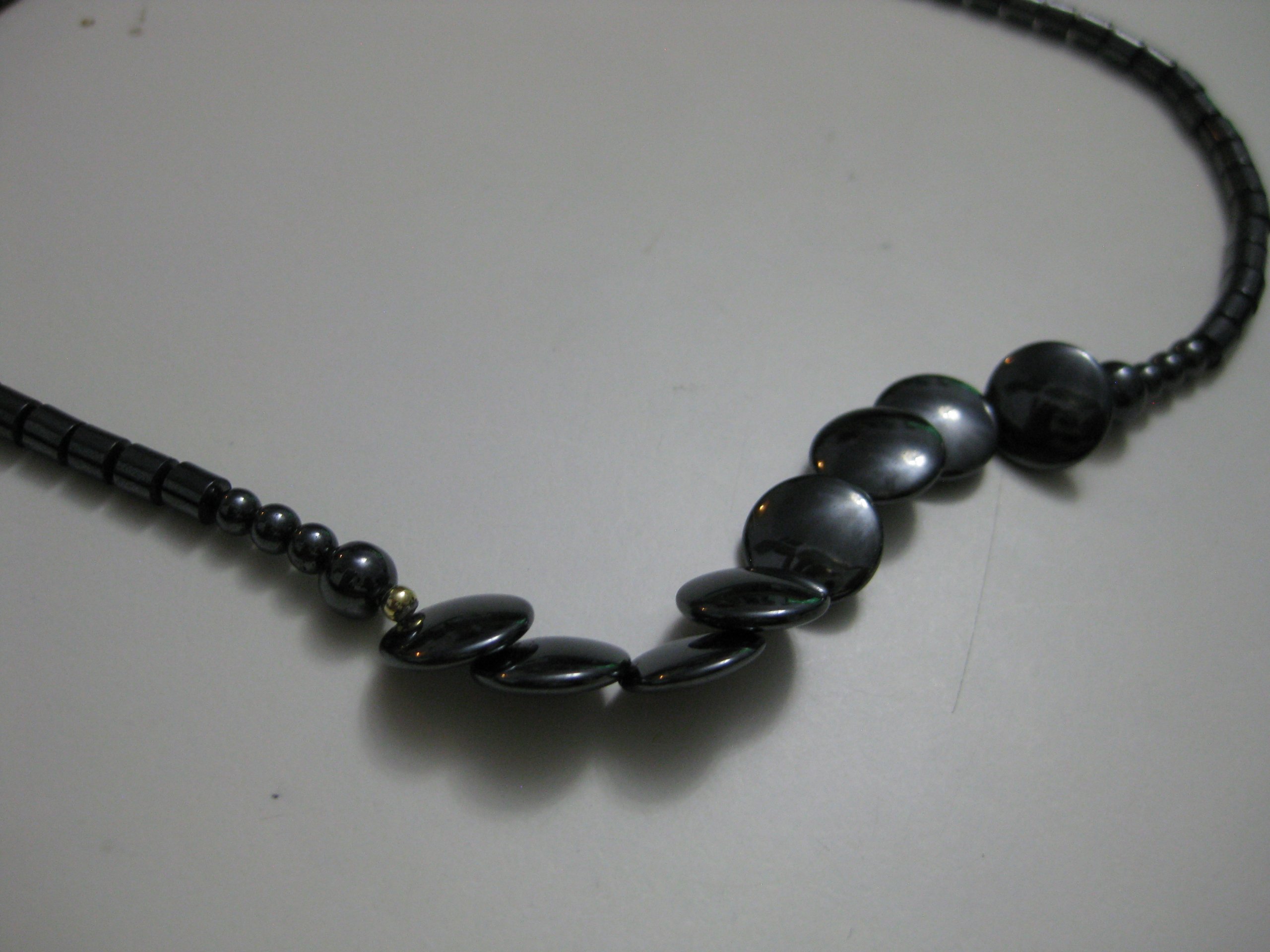 Black Hematite Beaded Necklace with Silver Clasp image 10