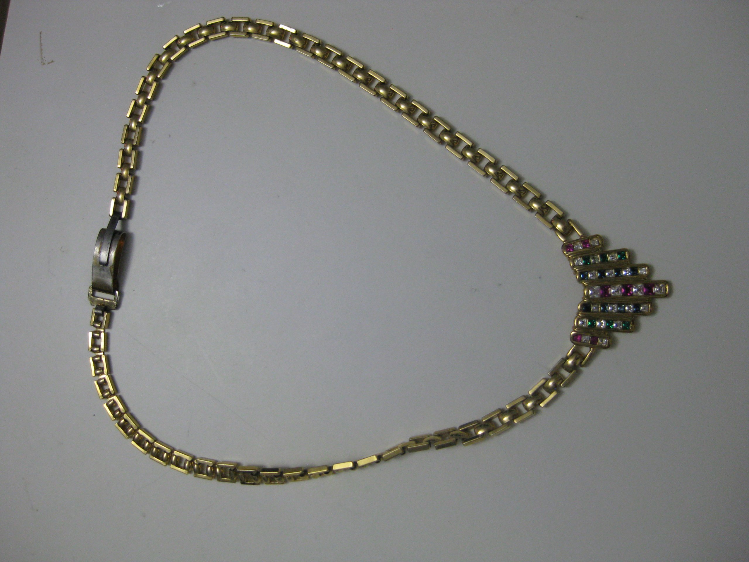 Gold Tone Multi-Coloured Stone Elegant Women's Necklace image 2