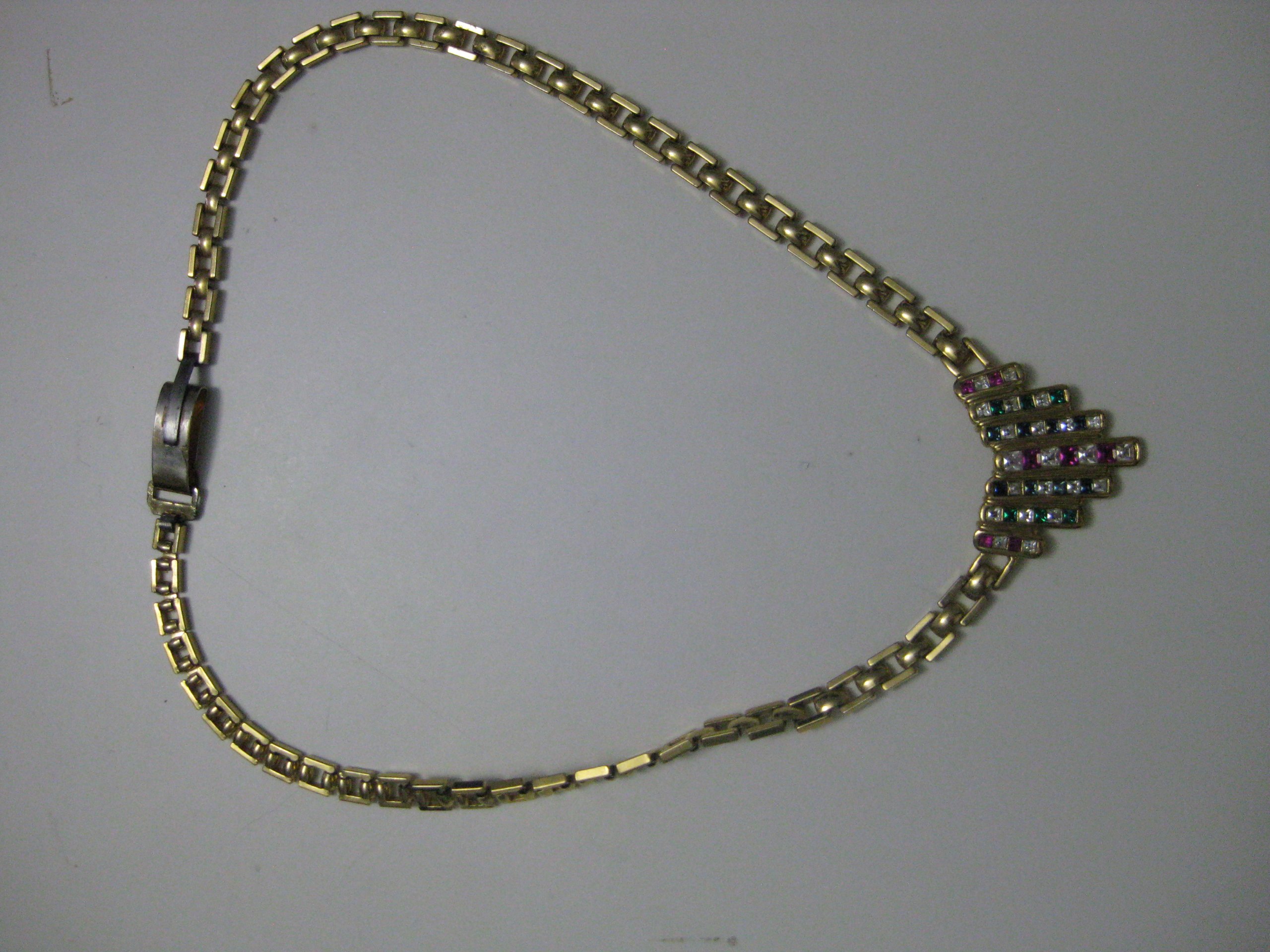 Gold Tone Multi-Coloured Stone Elegant Women's Necklace image 3