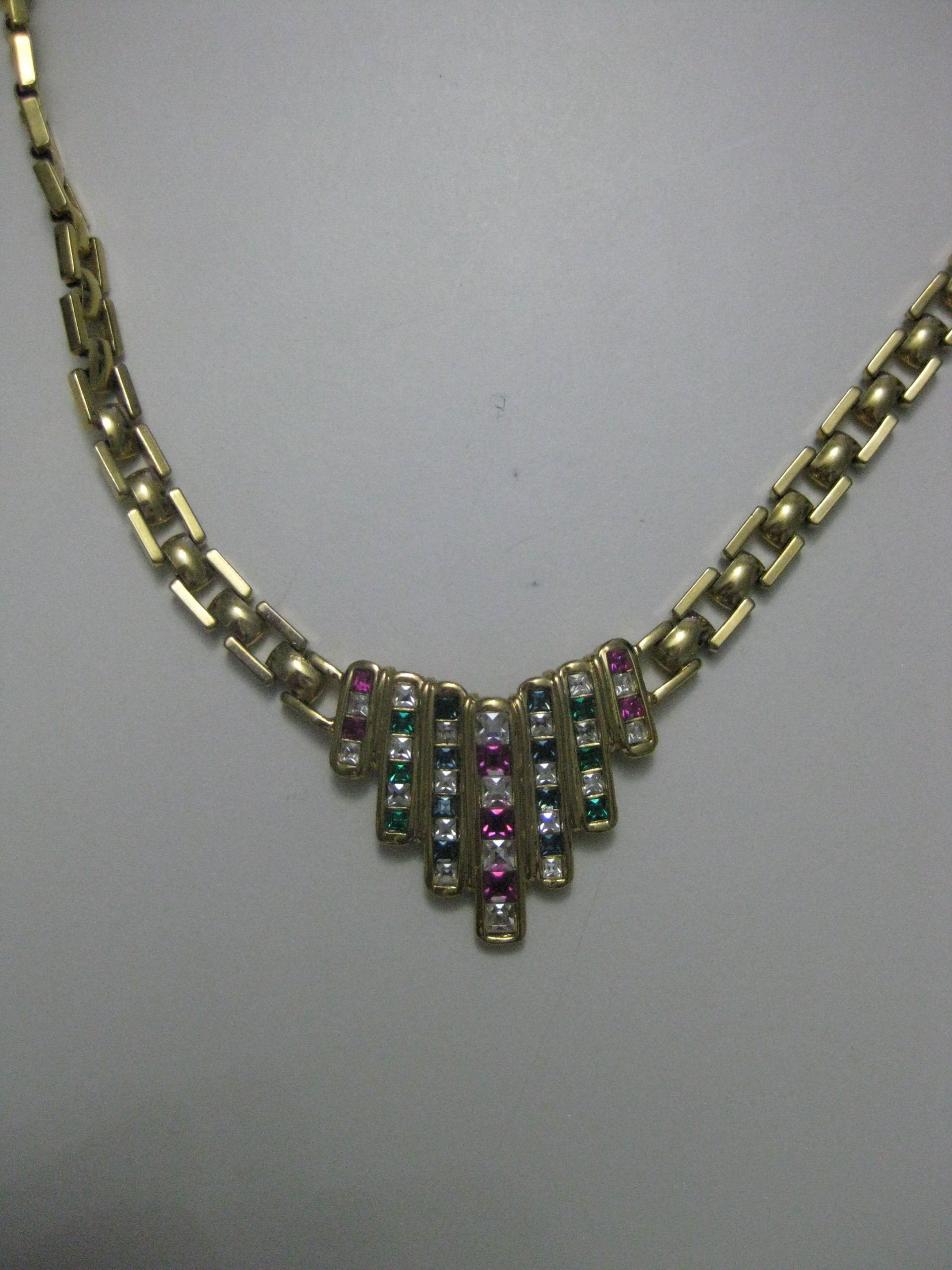 Gold Tone Multi-Coloured Stone Elegant Women's Necklace image 4