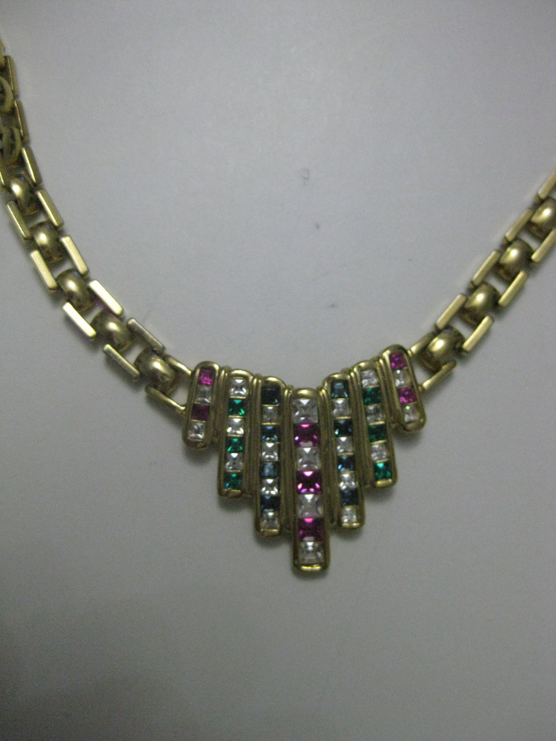 Gold Tone Multi-Coloured Stone Elegant Women's Necklace image 5