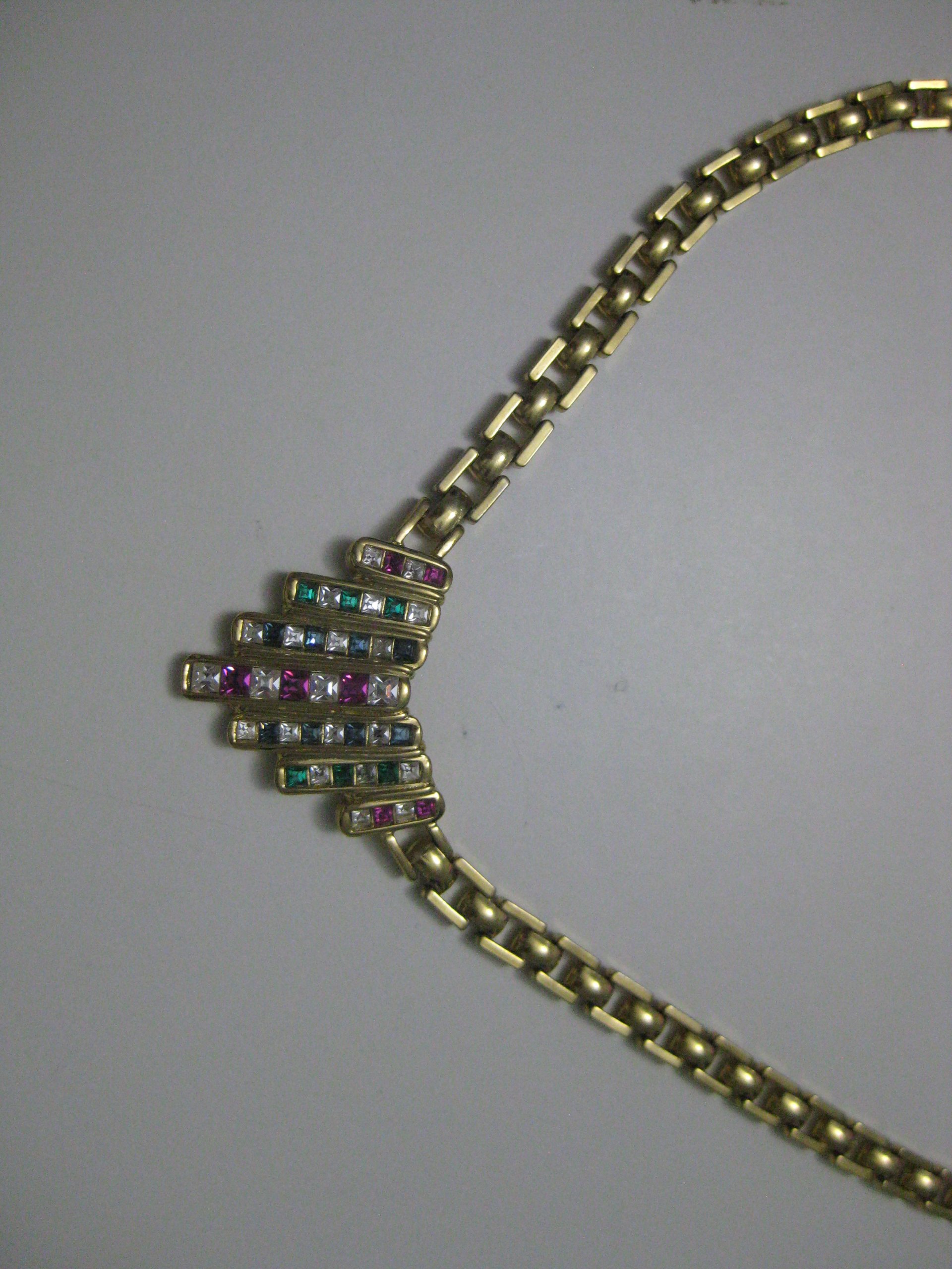 Gold Tone Multi-Coloured Stone Elegant Women's Necklace image 6