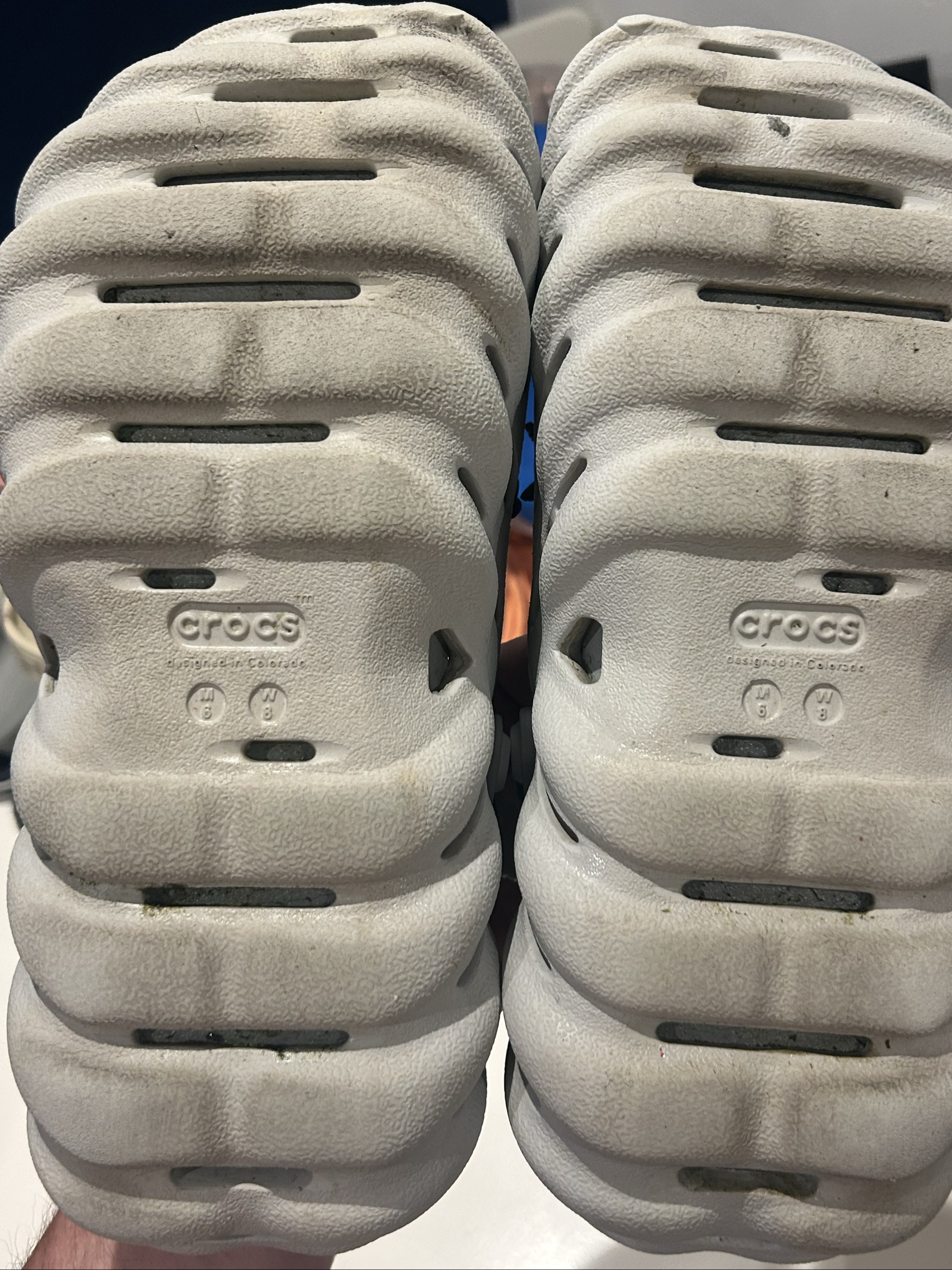 Crocs Grey Foam Clog UK 6 with Weed Charms image 3