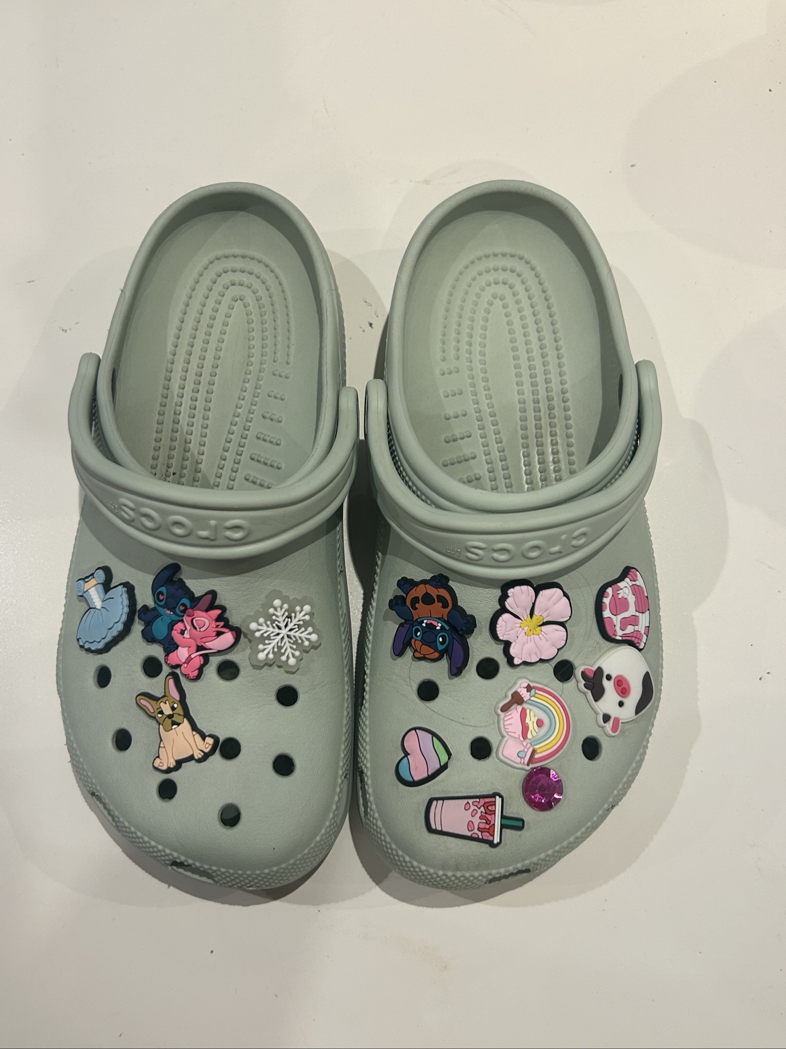 Crocs Women's Light Grey Clog Shoes UK 6 Embellished