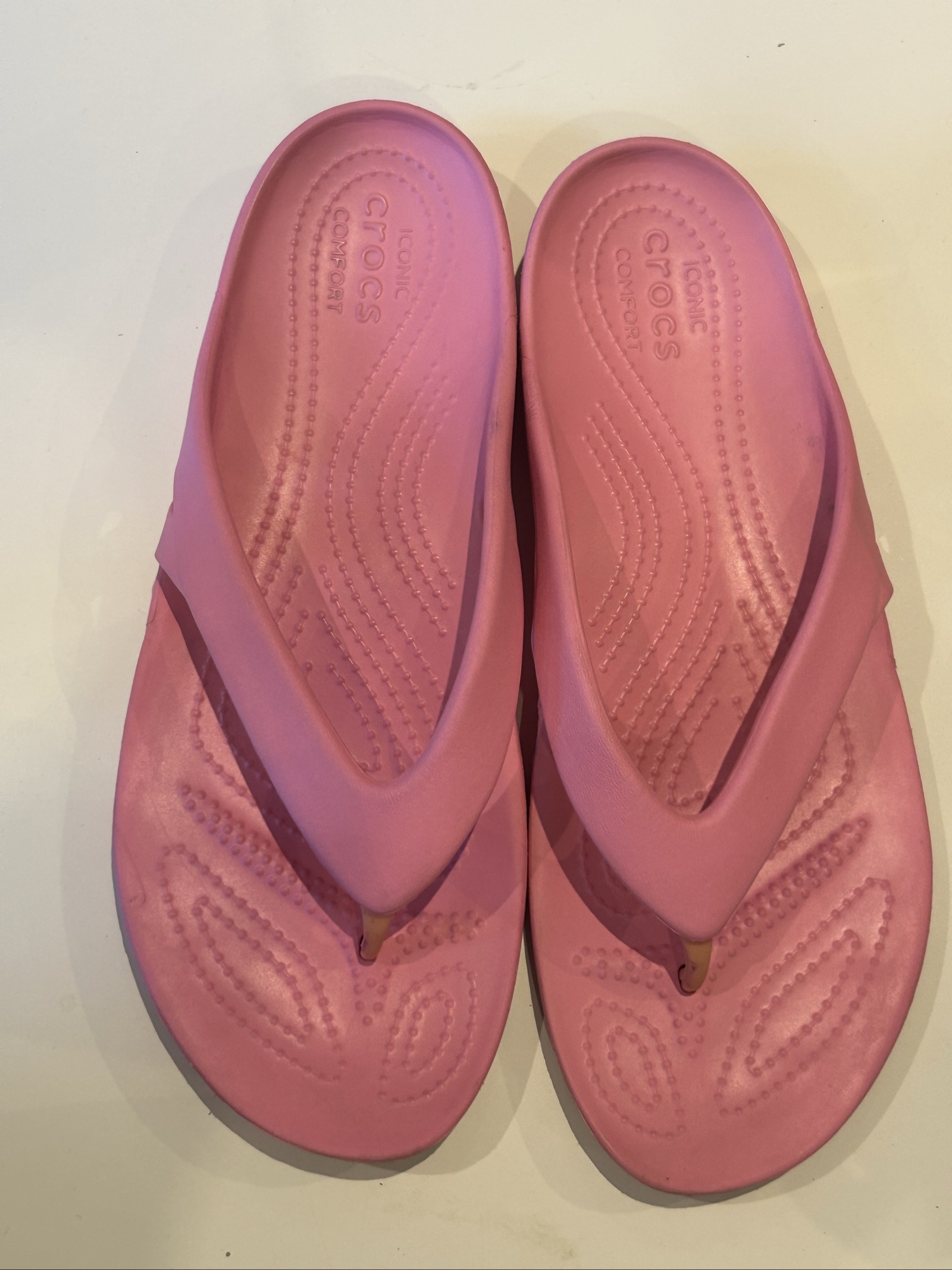 Crocs Women's Pink Flip Flops W 9 Comfortable Iconic Footwear