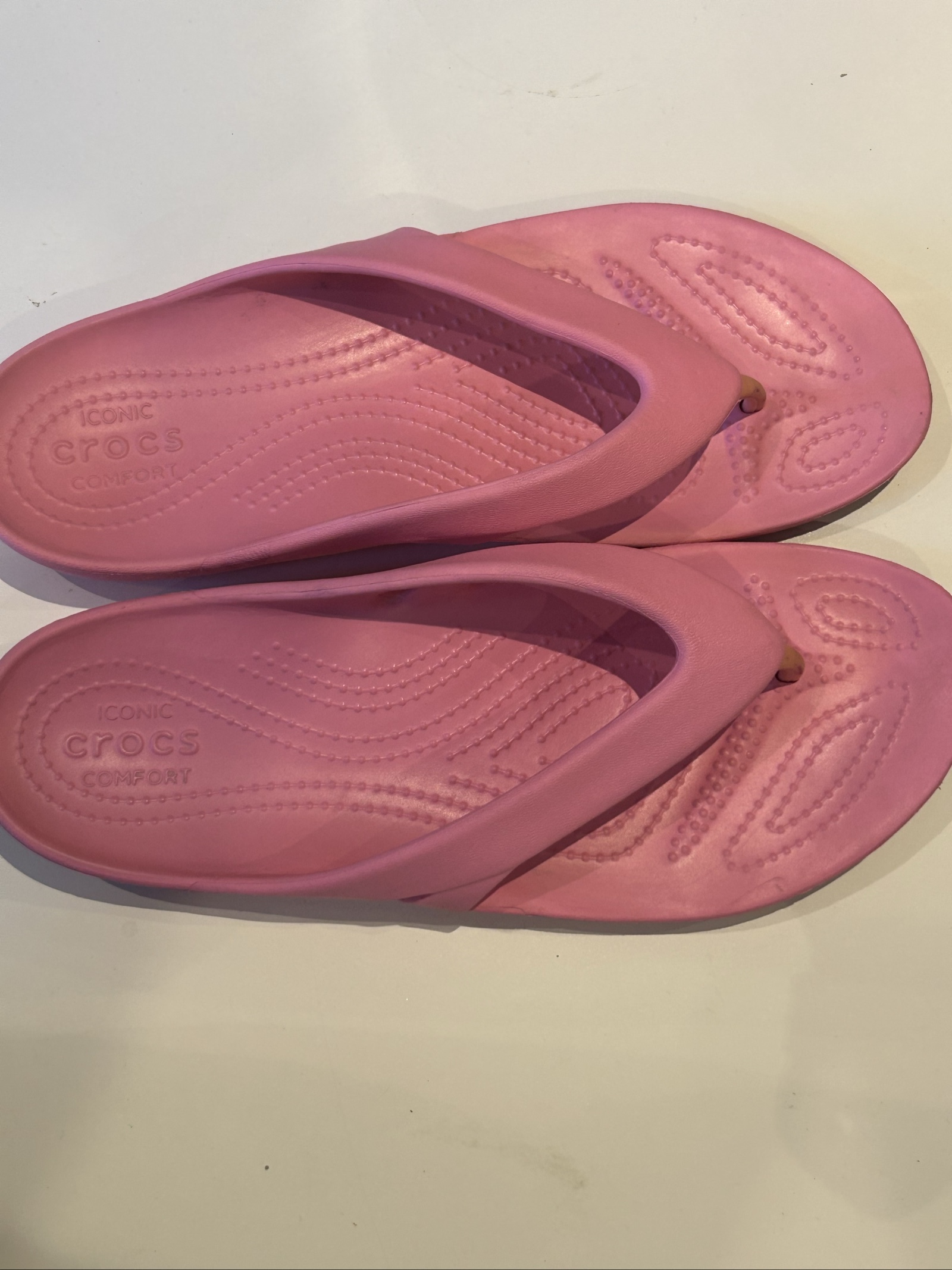 Crocs Women's Pink Flip Flops W 9 Comfortable Iconic Footwear image 2