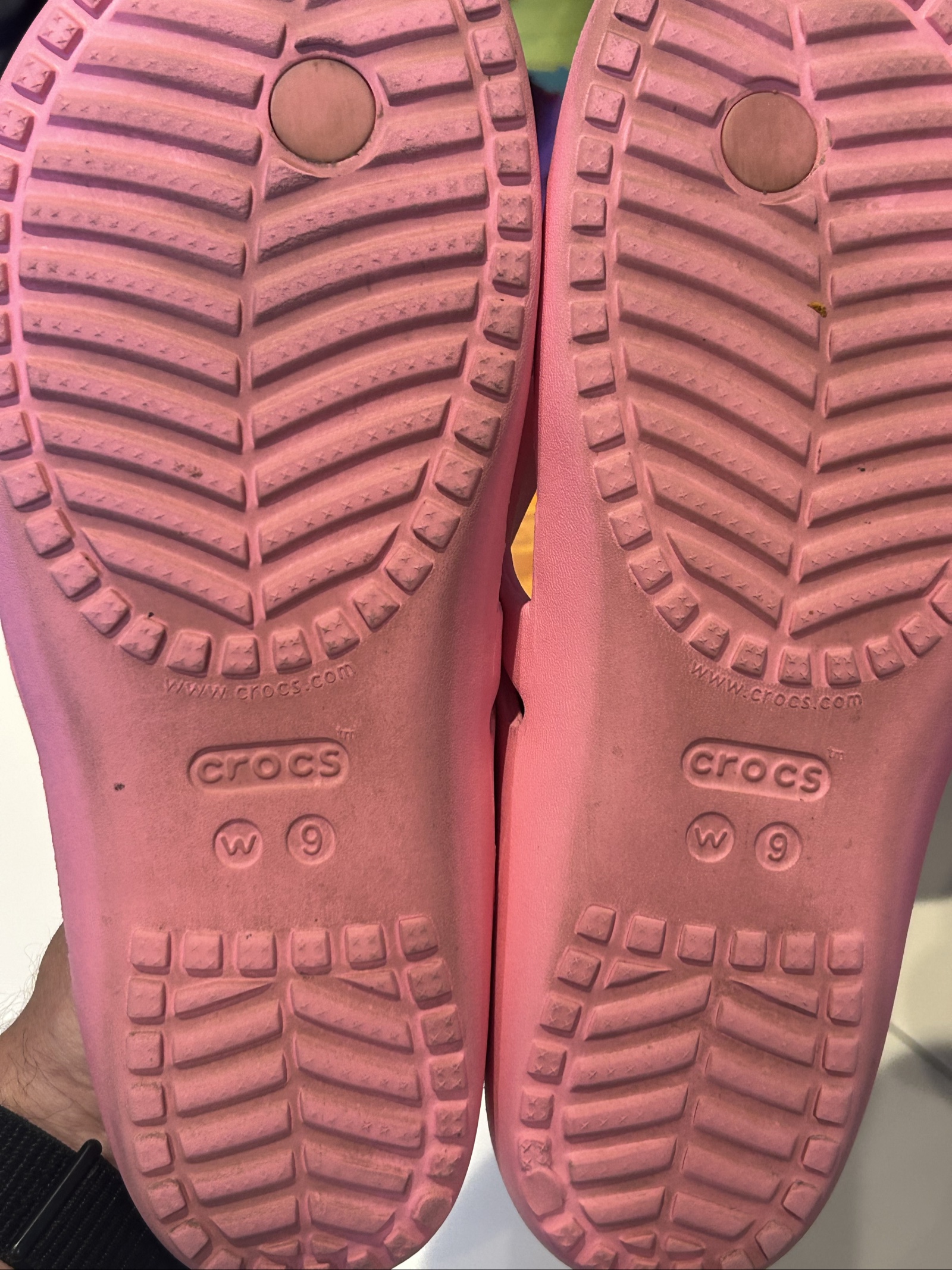 Crocs Women's Pink Flip Flops W 9 Comfortable Iconic Footwear image 3