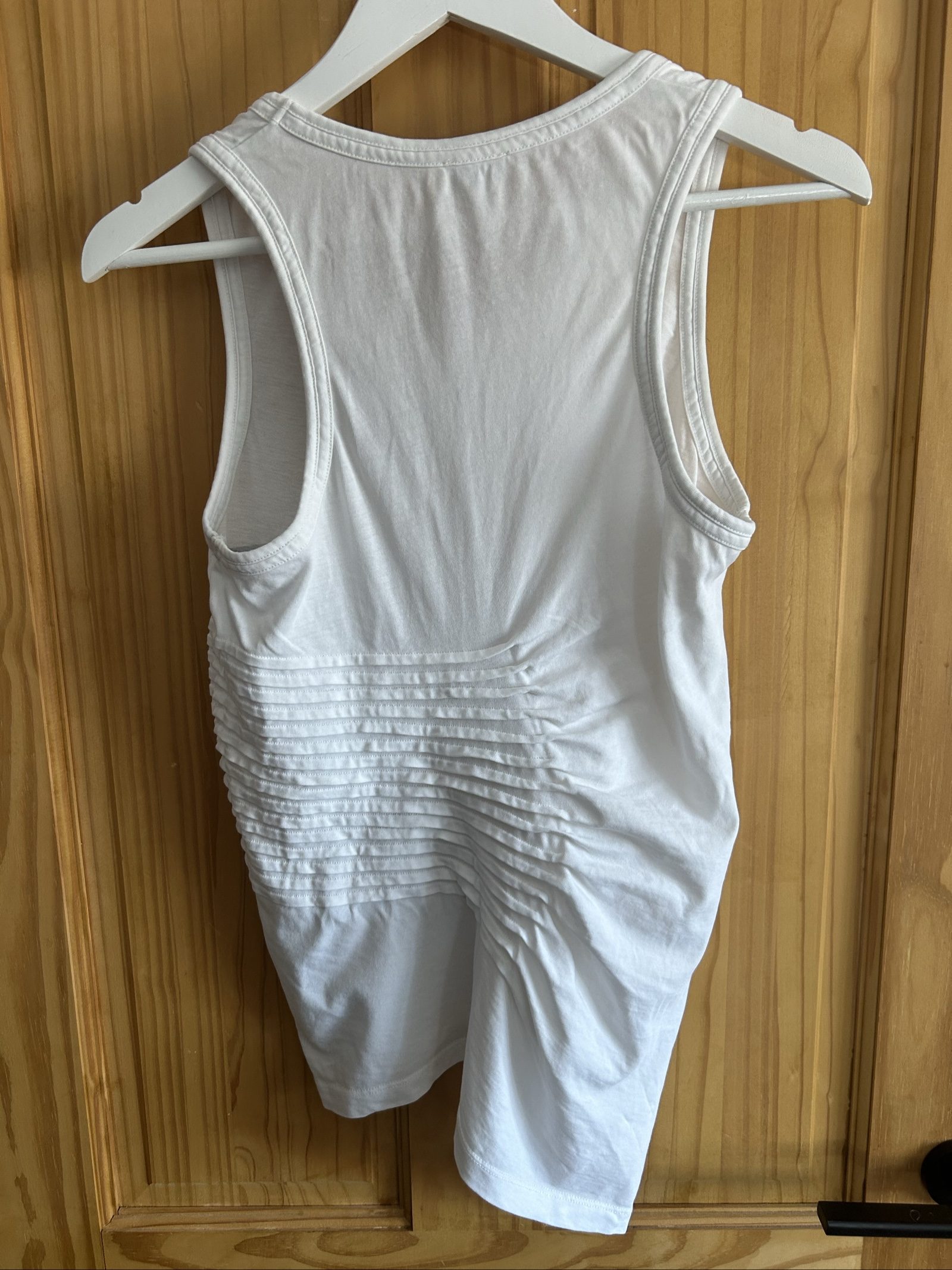 Kenzo White Cotton Sleeveless Tank Top Medium Ruched Logo image 6