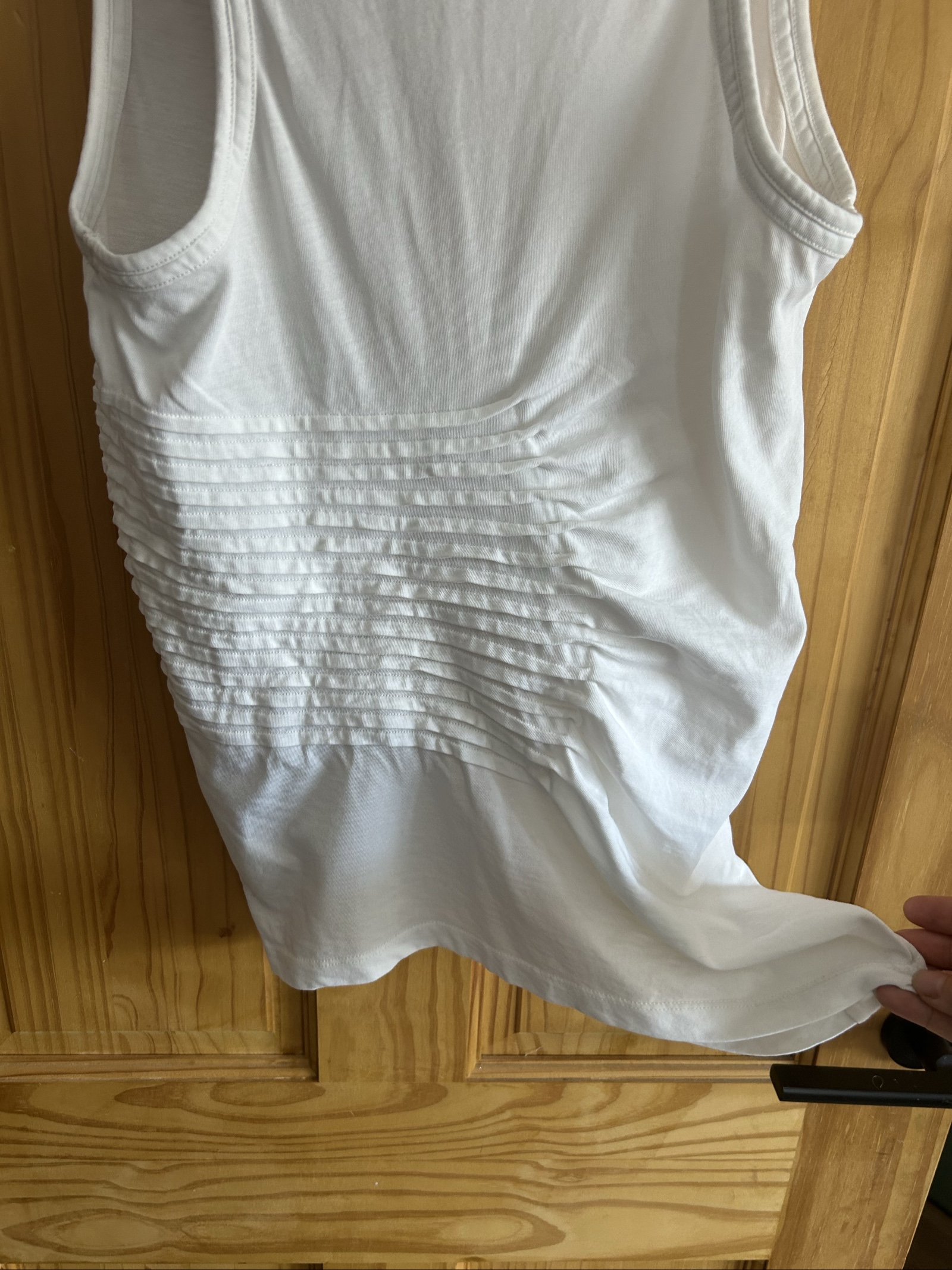 Kenzo White Cotton Sleeveless Tank Top Medium Ruched Logo image 7