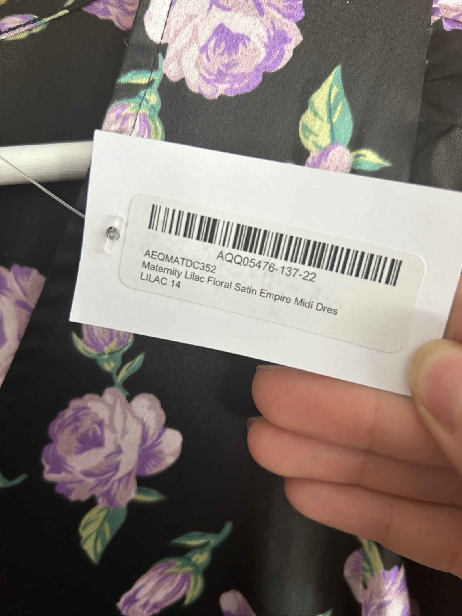 Dorothy Perkins Women's Black & Lilac Floral Satin Maternity Midi Dress UK 14 image 4