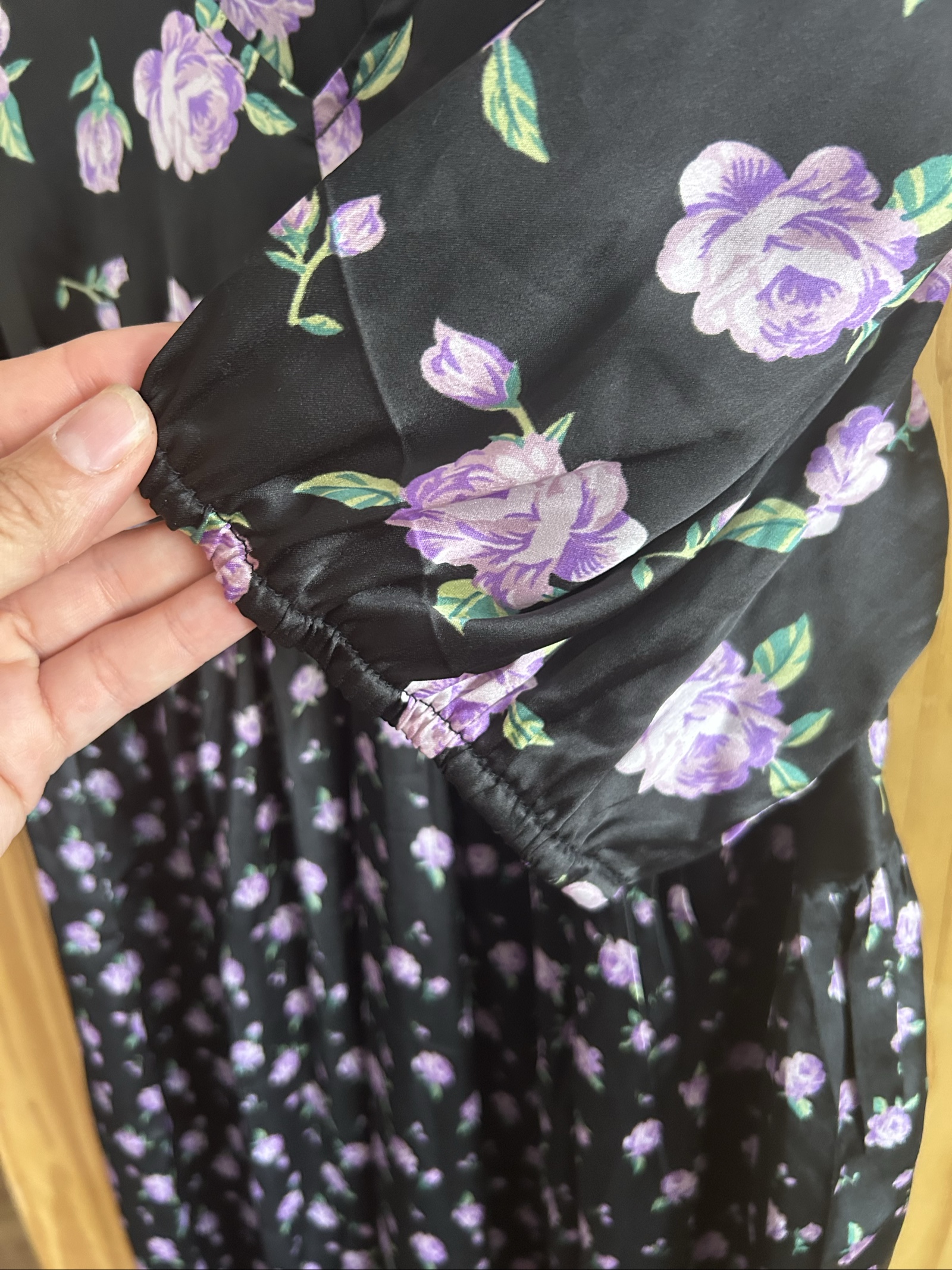 Dorothy Perkins Women's Black & Lilac Floral Satin Maternity Midi Dress UK 14 image 5