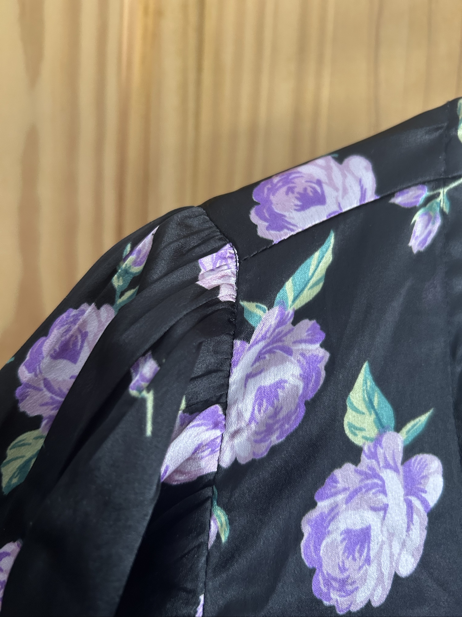 Dorothy Perkins Women's Black & Lilac Floral Satin Maternity Midi Dress UK 14 image 7