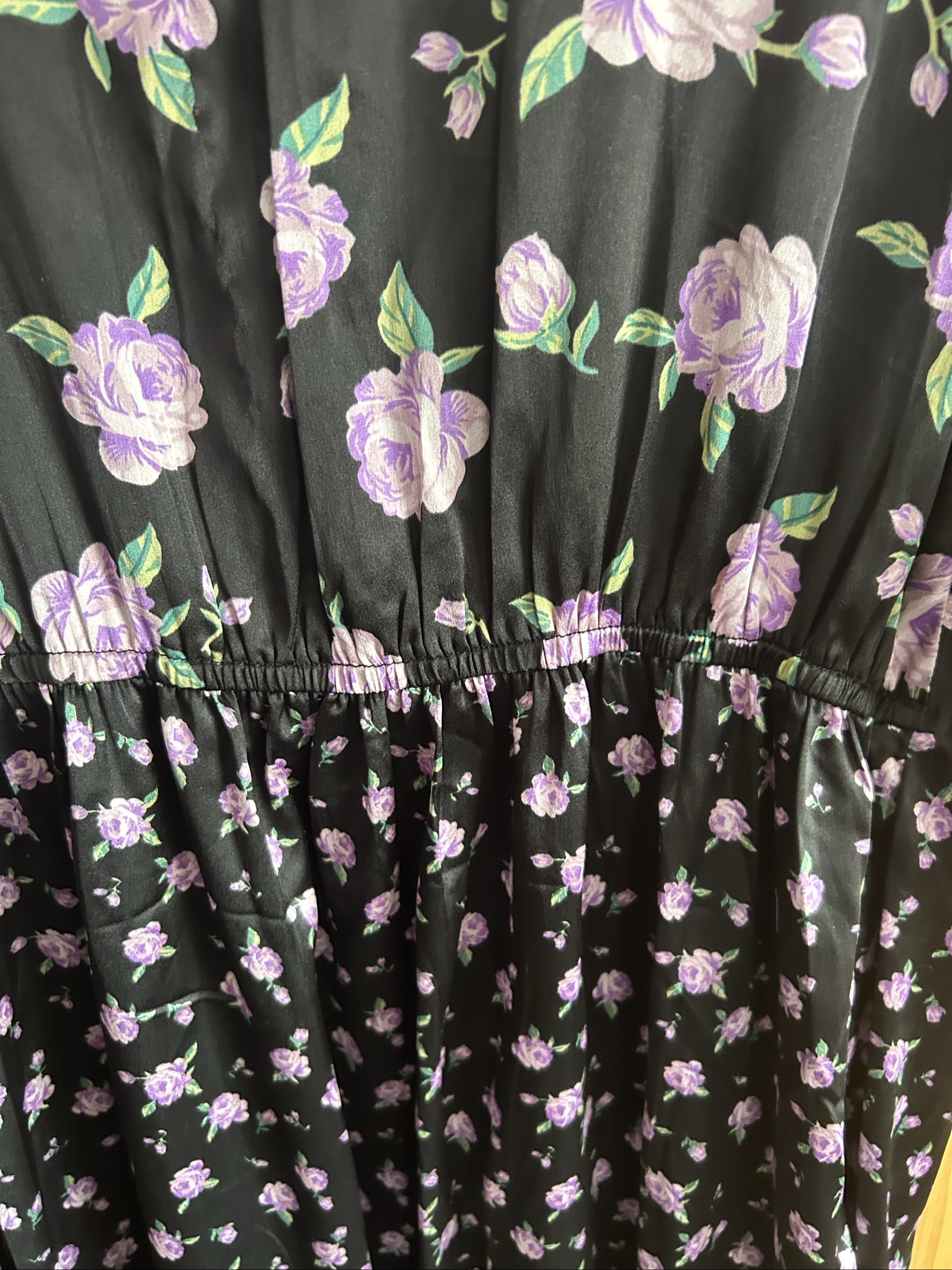 Dorothy Perkins Women's Black & Lilac Floral Satin Maternity Midi Dress UK 14 image 9
