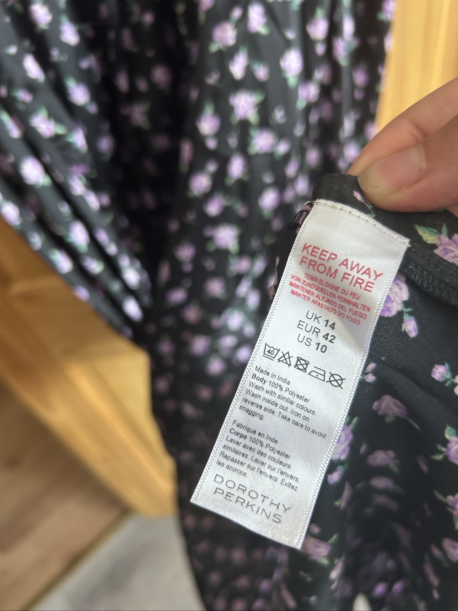 Dorothy Perkins Women's Black & Lilac Floral Satin Maternity Midi Dress UK 14 image 10