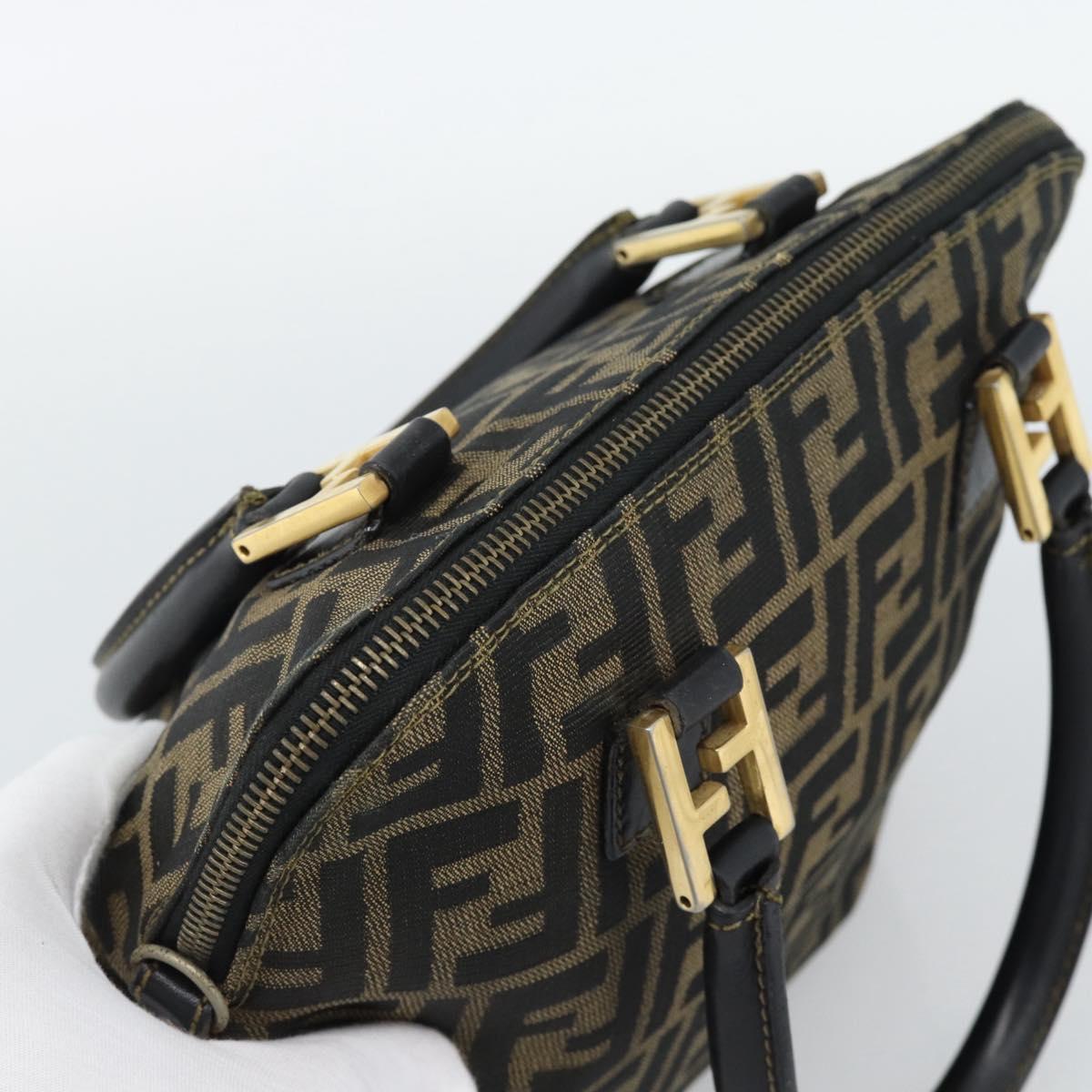 FENDI Zucca Canvas Hand Bag Black Brown Auth mr2746 image 6