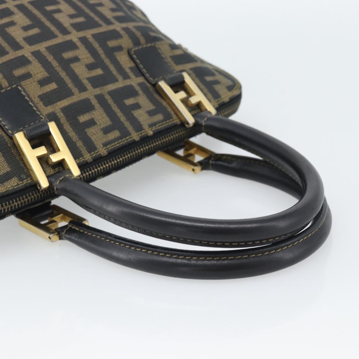 FENDI Zucca Canvas Hand Bag Black Brown Auth mr2746 image 7