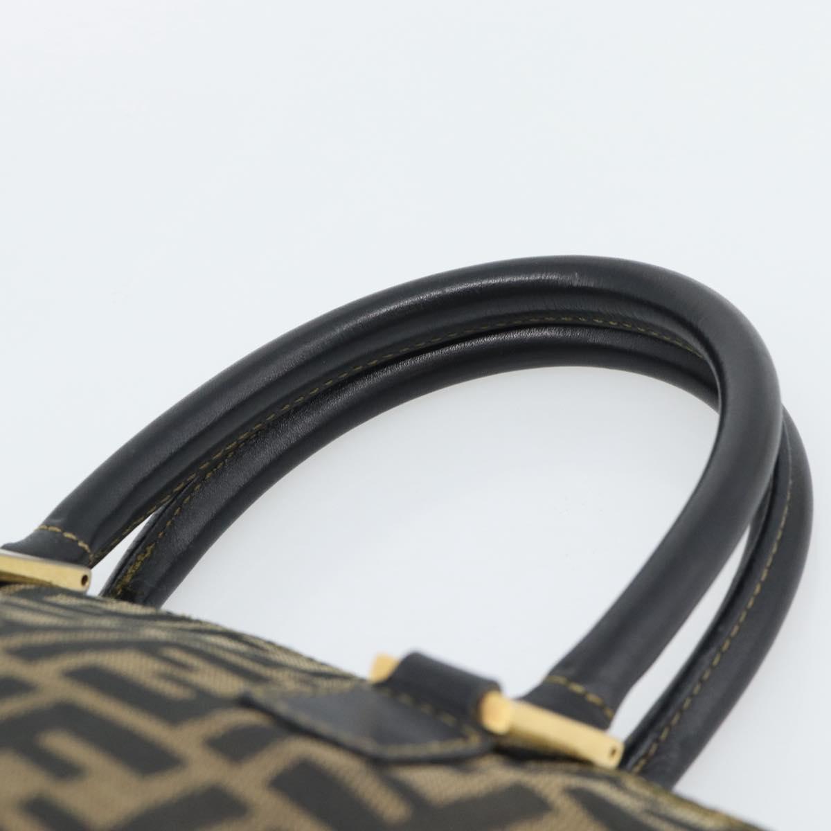 FENDI Zucca Canvas Hand Bag Black Brown Auth mr2746 image 8