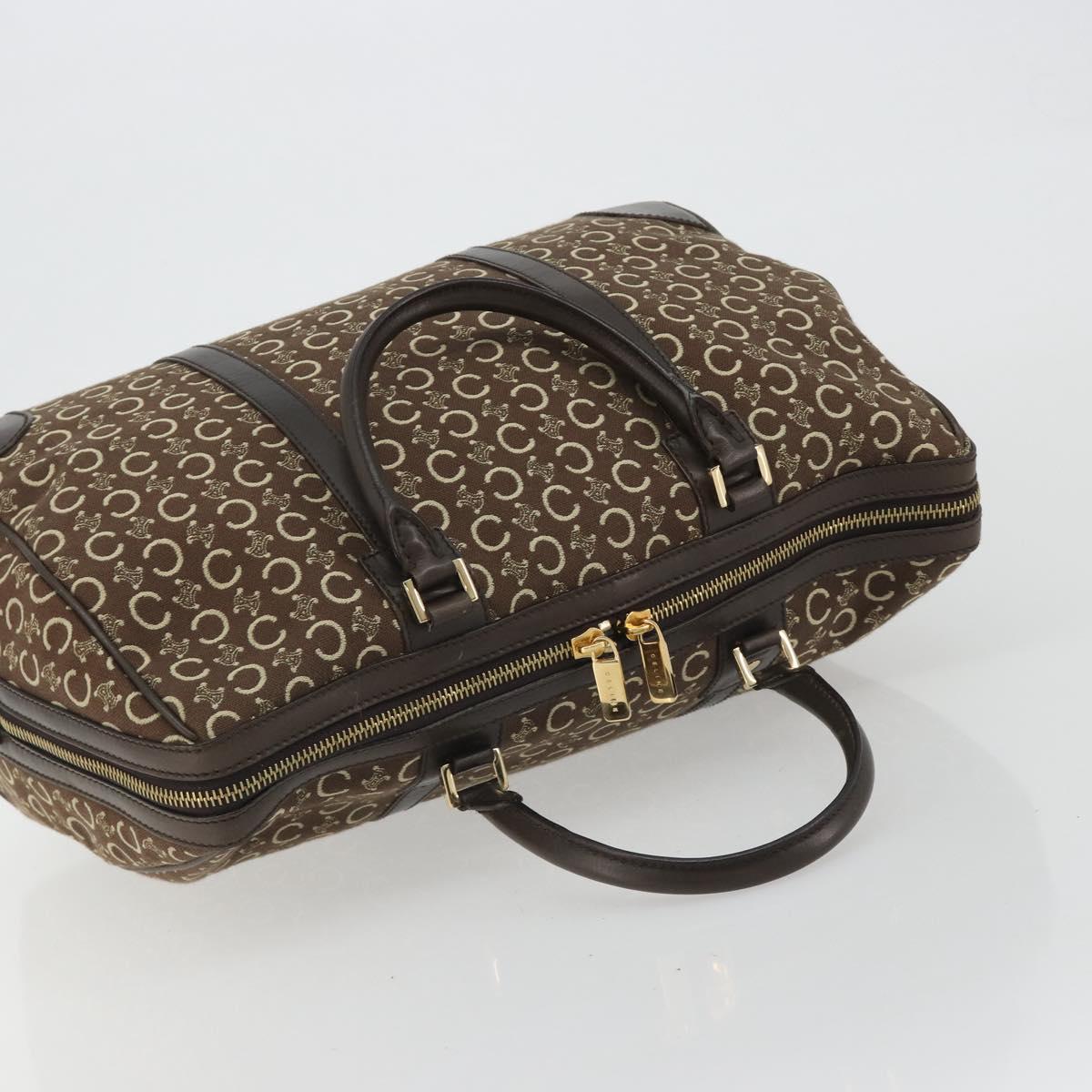 CELINE C Macadam Canvas Boston Bag Brown Gold Auth gh2216A image 6