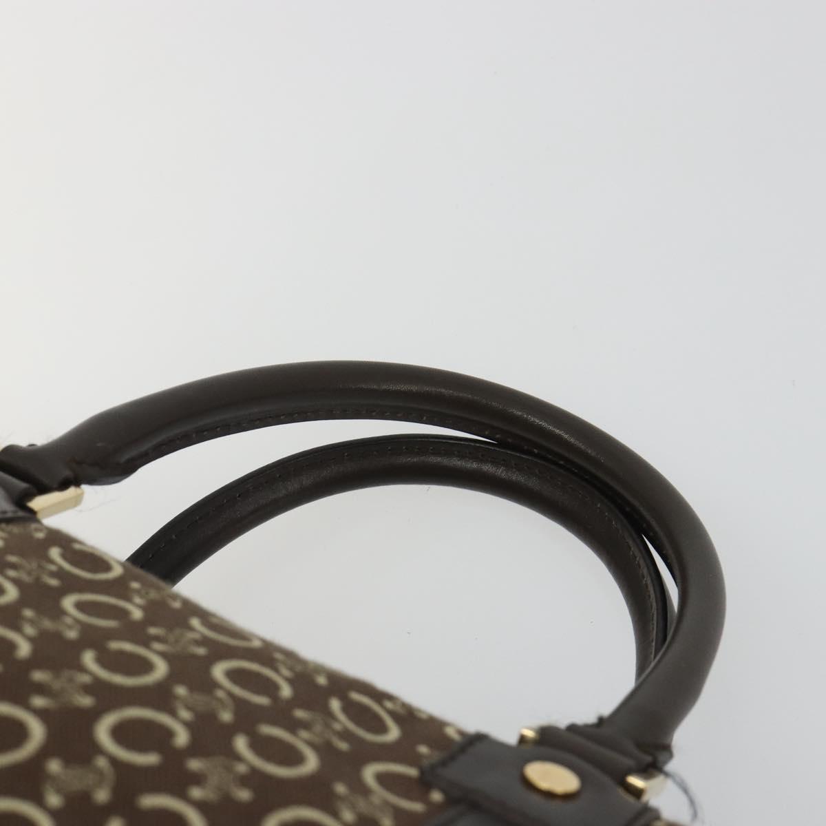 CELINE C Macadam Canvas Boston Bag Brown Gold Auth gh2216A image 8